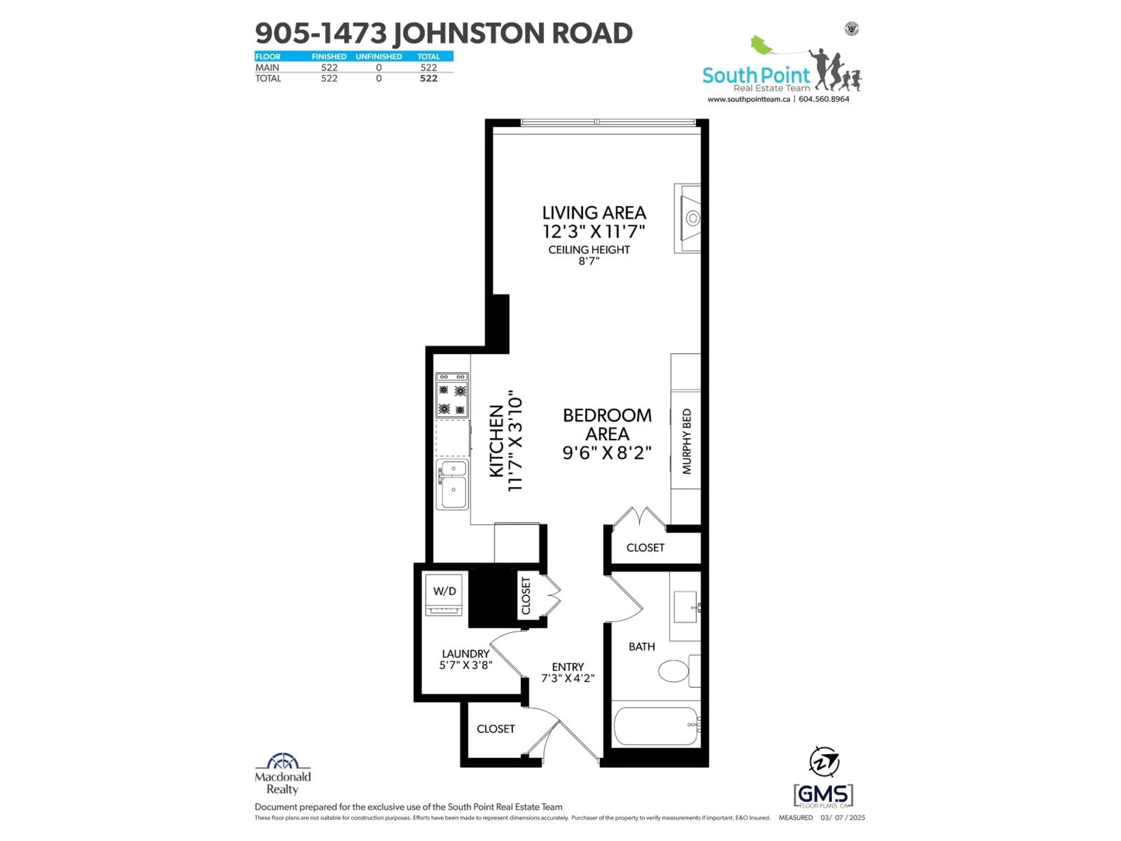 Floor plan for #905 - 1473 JOHNSTON ROAD, White Rock British Columbia V4B0A2