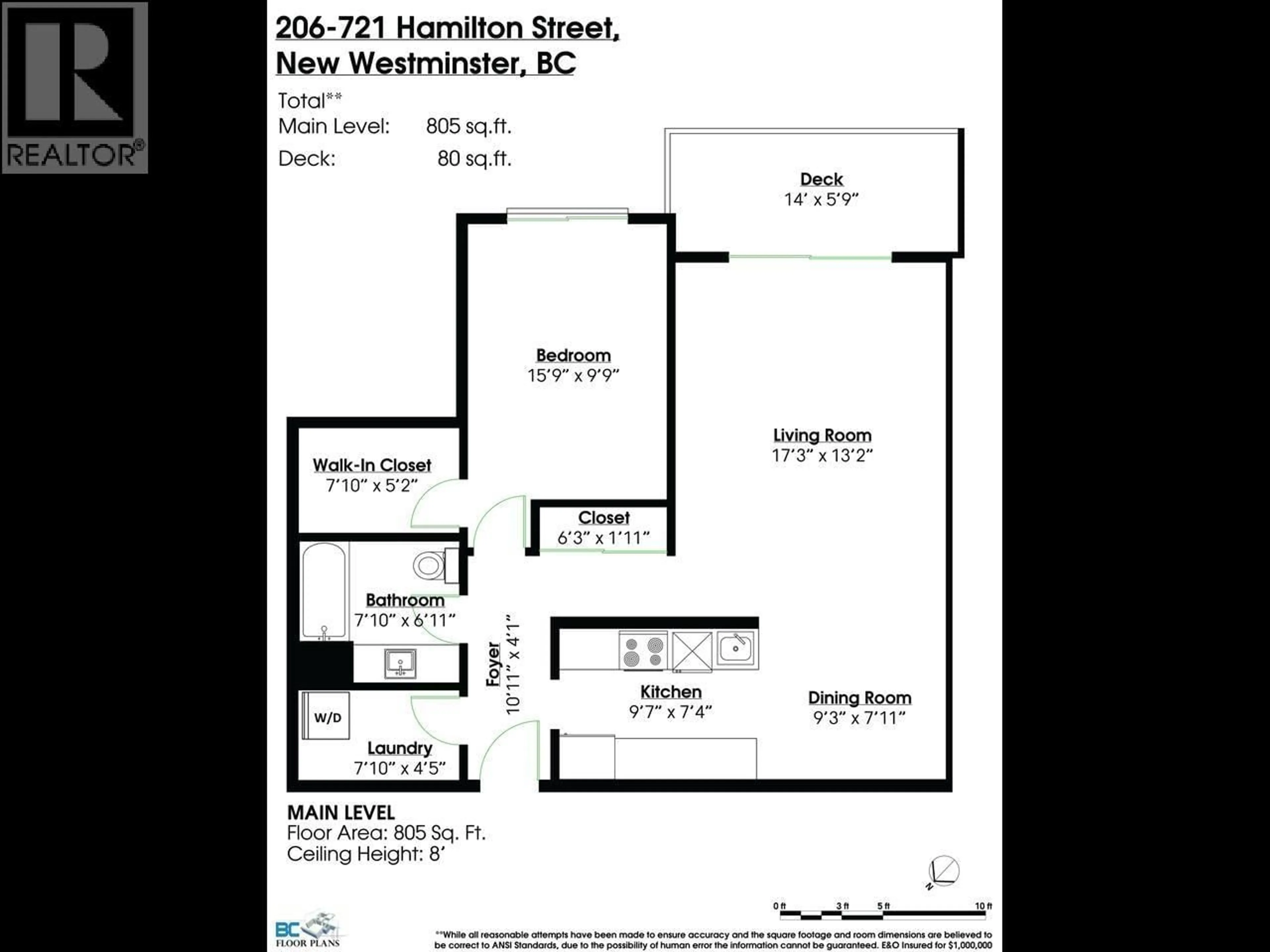 Floor plan for 206 - 721 HAMILTON STREET, New Westminster British Columbia V3M2M7