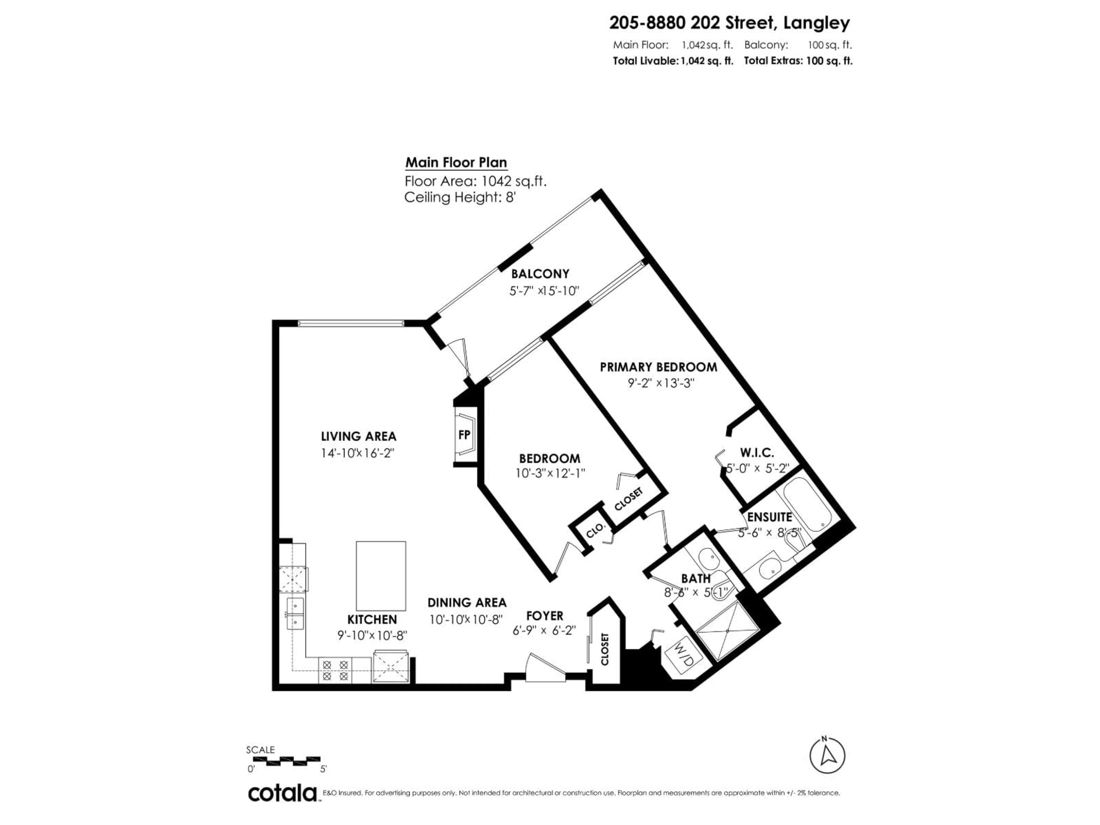 Floor plan for 205 - 8880 202 STREET, Langley British Columbia V1M4E7