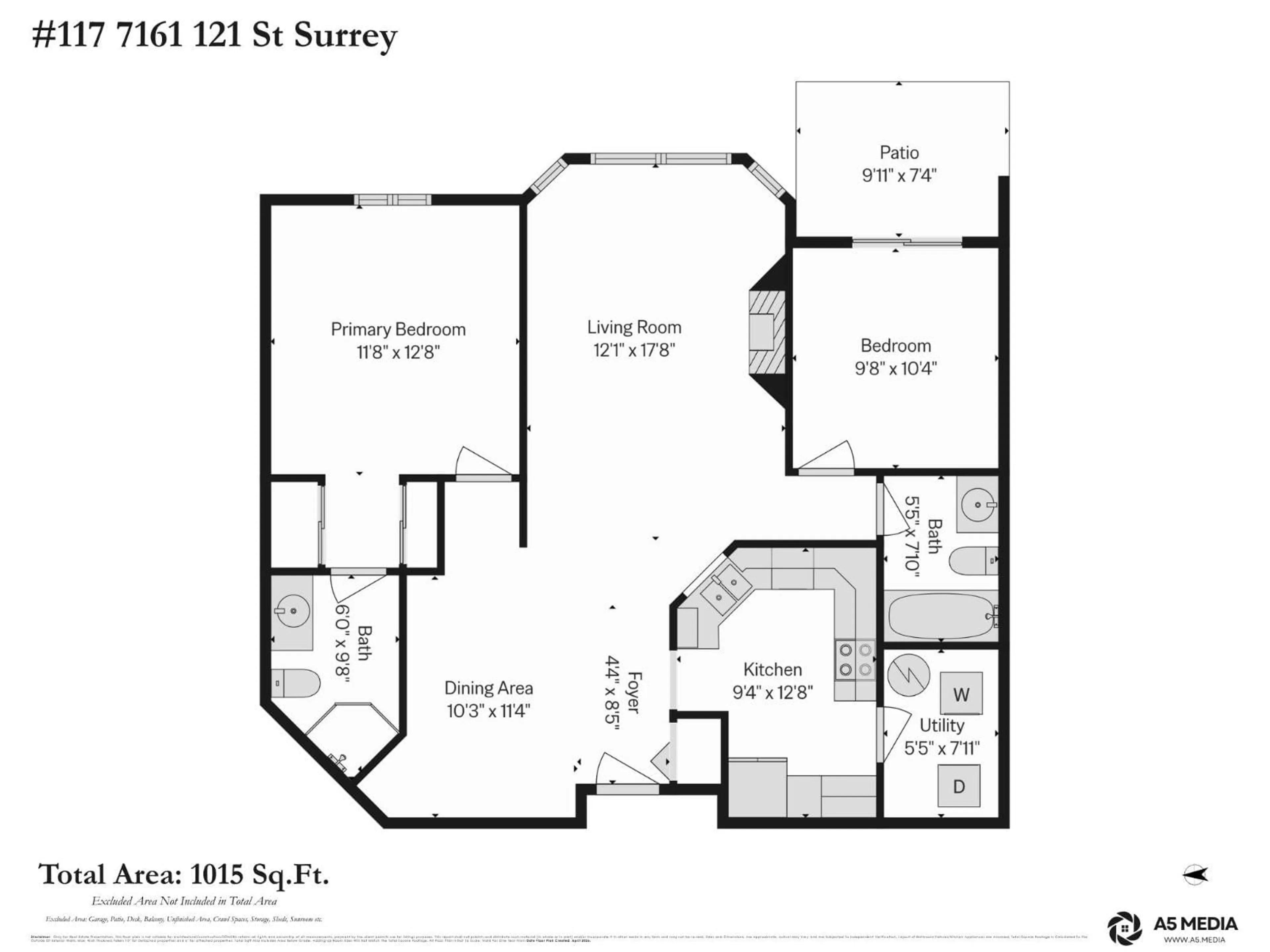 Floor plan for 117 - 7161 121 STREET, Surrey British Columbia V3W1G8