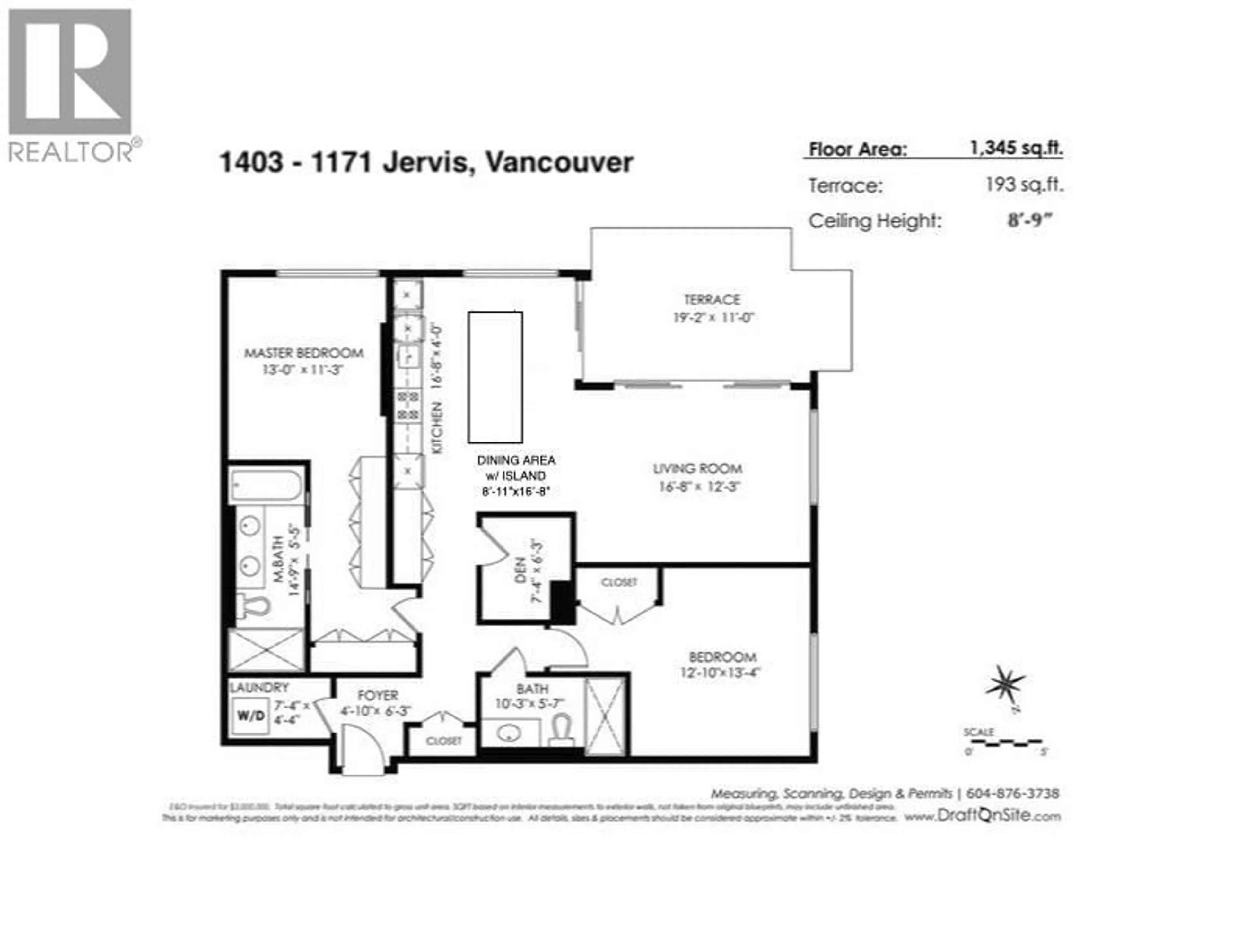 Floor plan for 1403 - 1171 JERVIS STREET, Vancouver British Columbia V6E0C9
