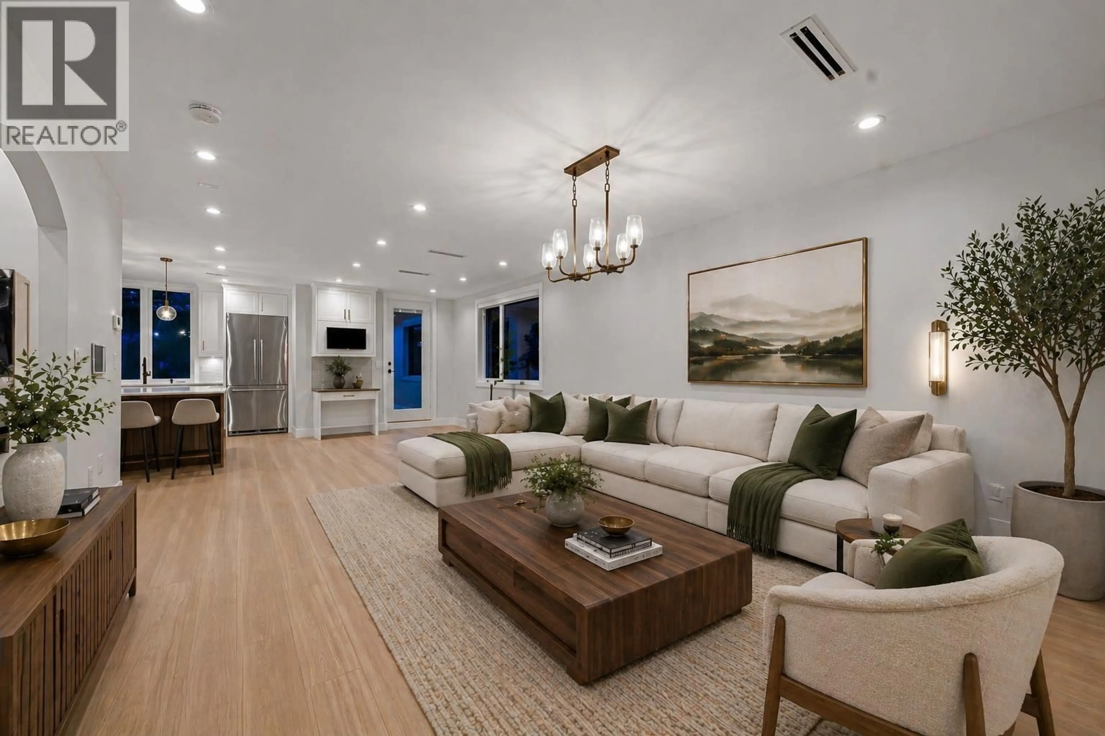 Living room with furniture, wood/laminate floor for 1 - 8408 17TH AVENUE, Burnaby British Columbia V3N1N2