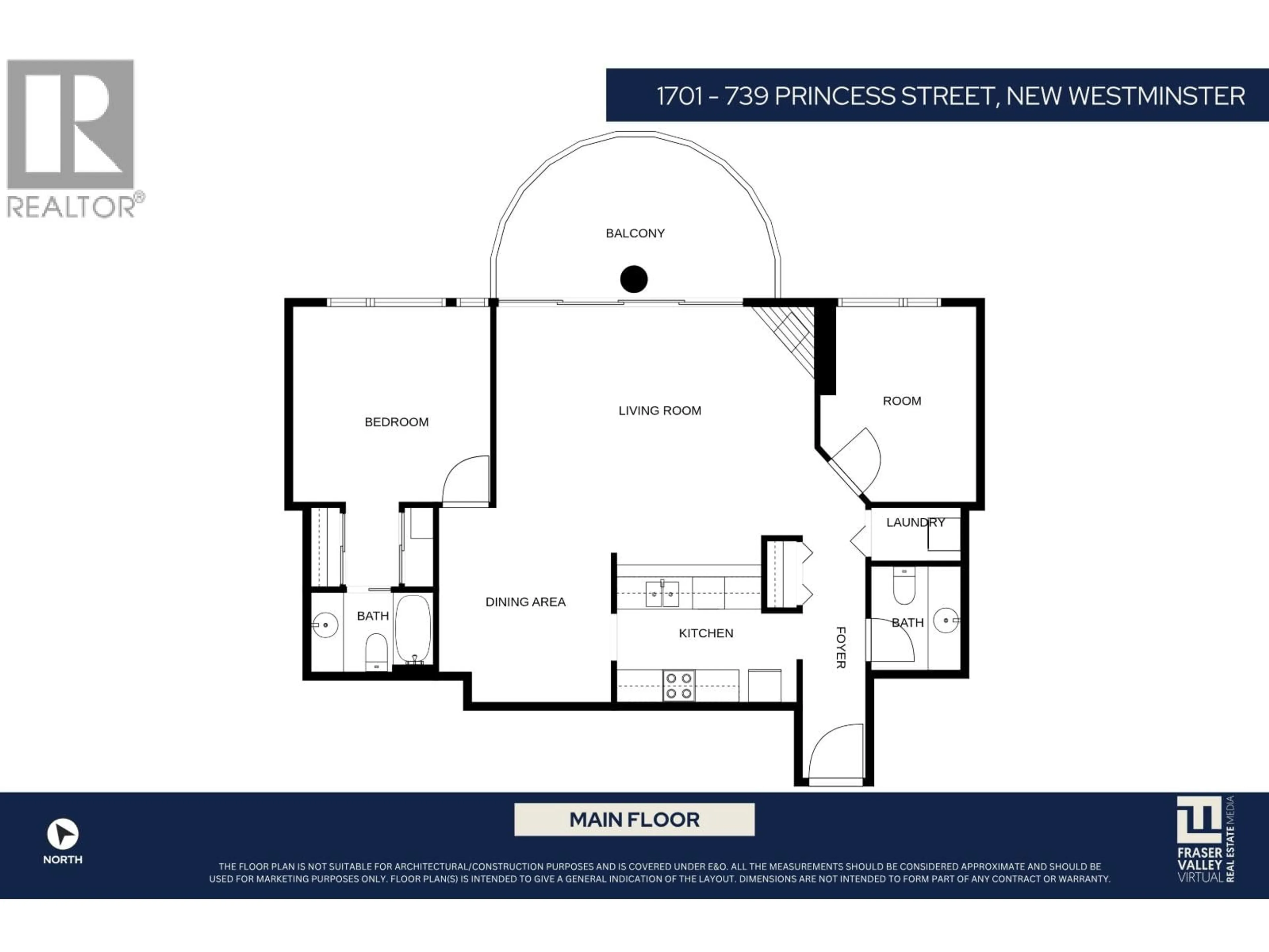 Floor plan for 1701 - 739 PRINCESS STREET, New Westminster British Columbia V3M6V6