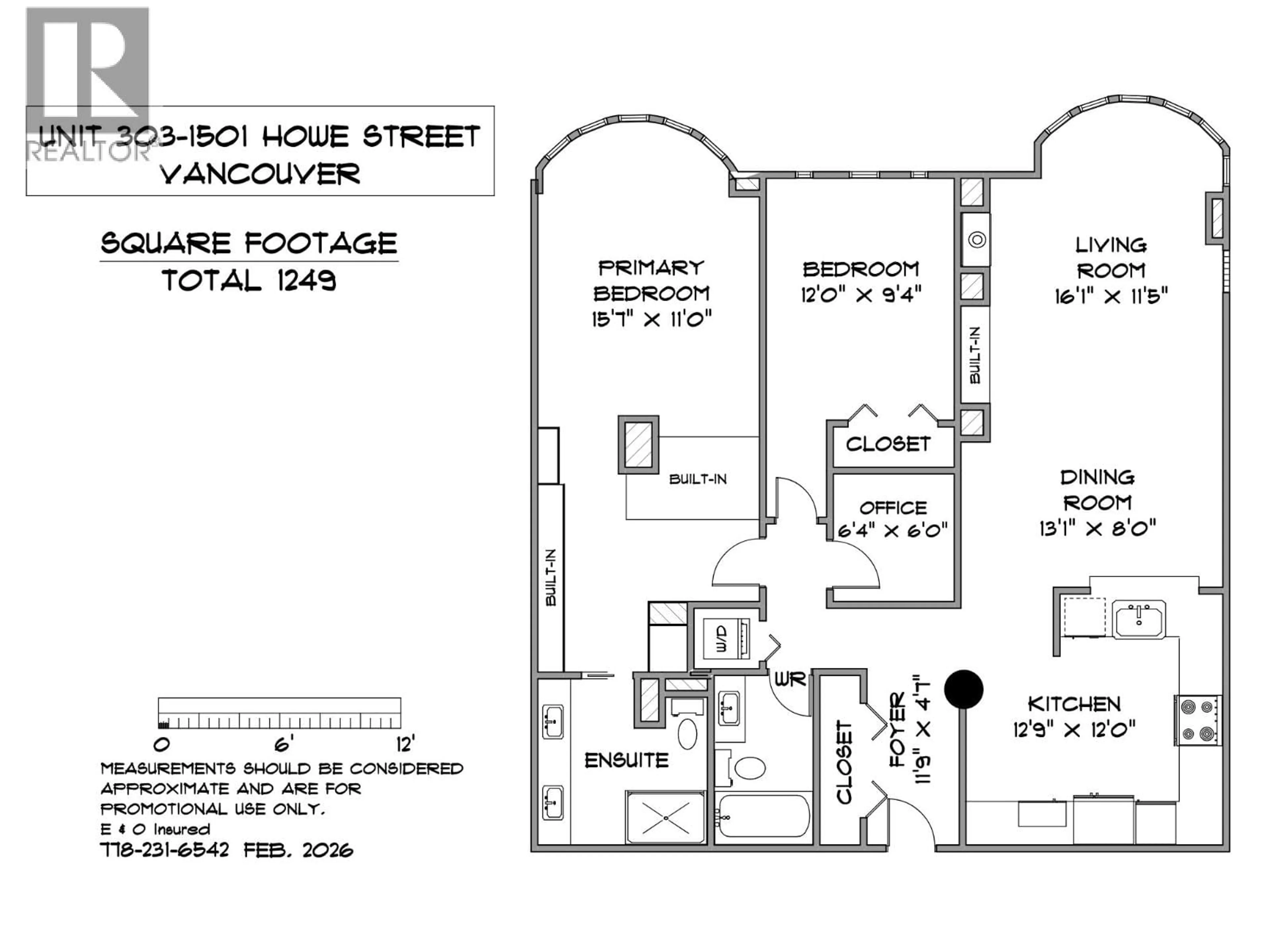 Floor plan for 303 - 1501 HOWE STREET, Vancouver British Columbia V6Z2P8