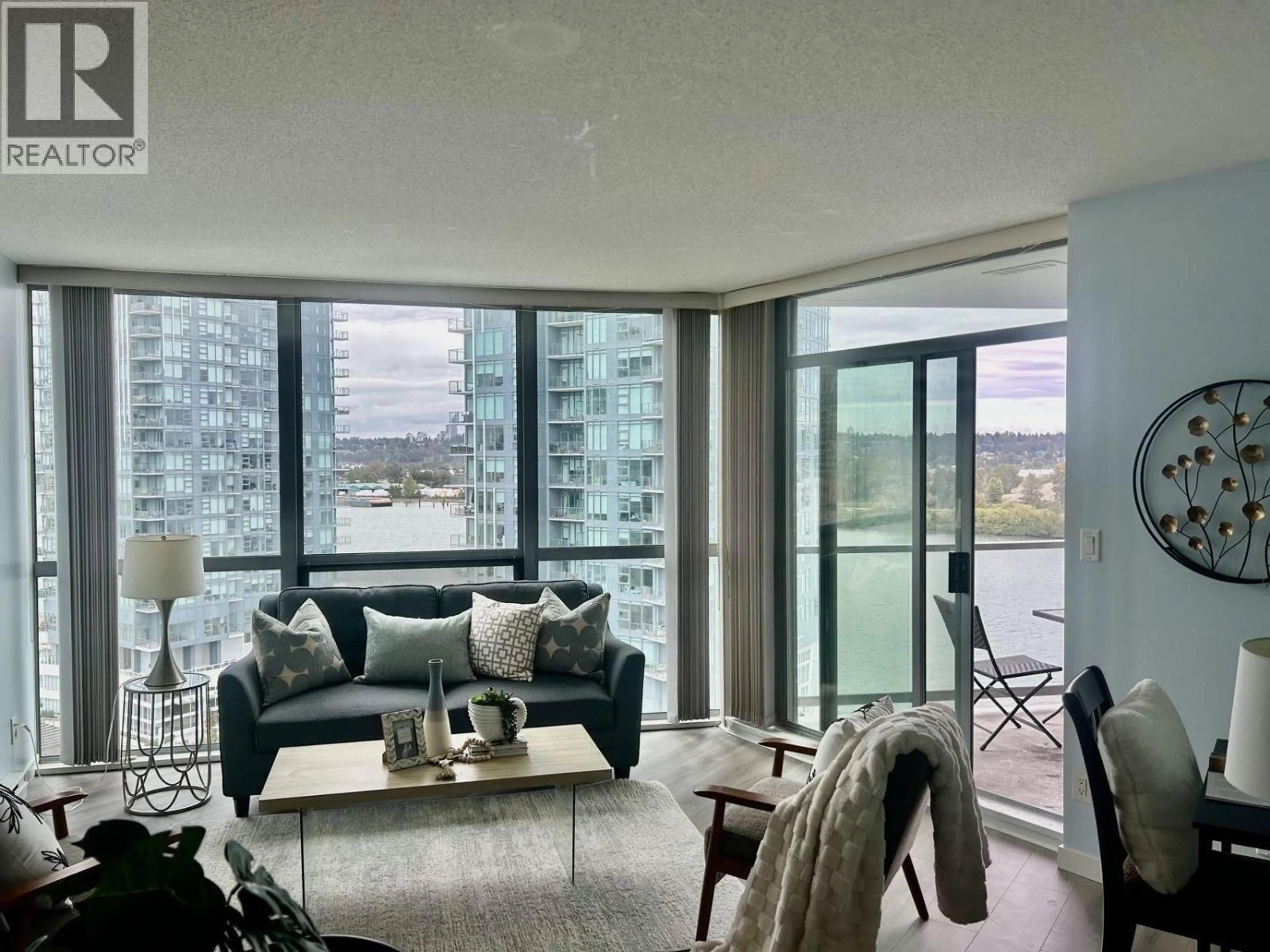 Living room with furniture, cement floor for 1508 - 14 BEGBIE STREET, New Westminster British Columbia V3M0C4