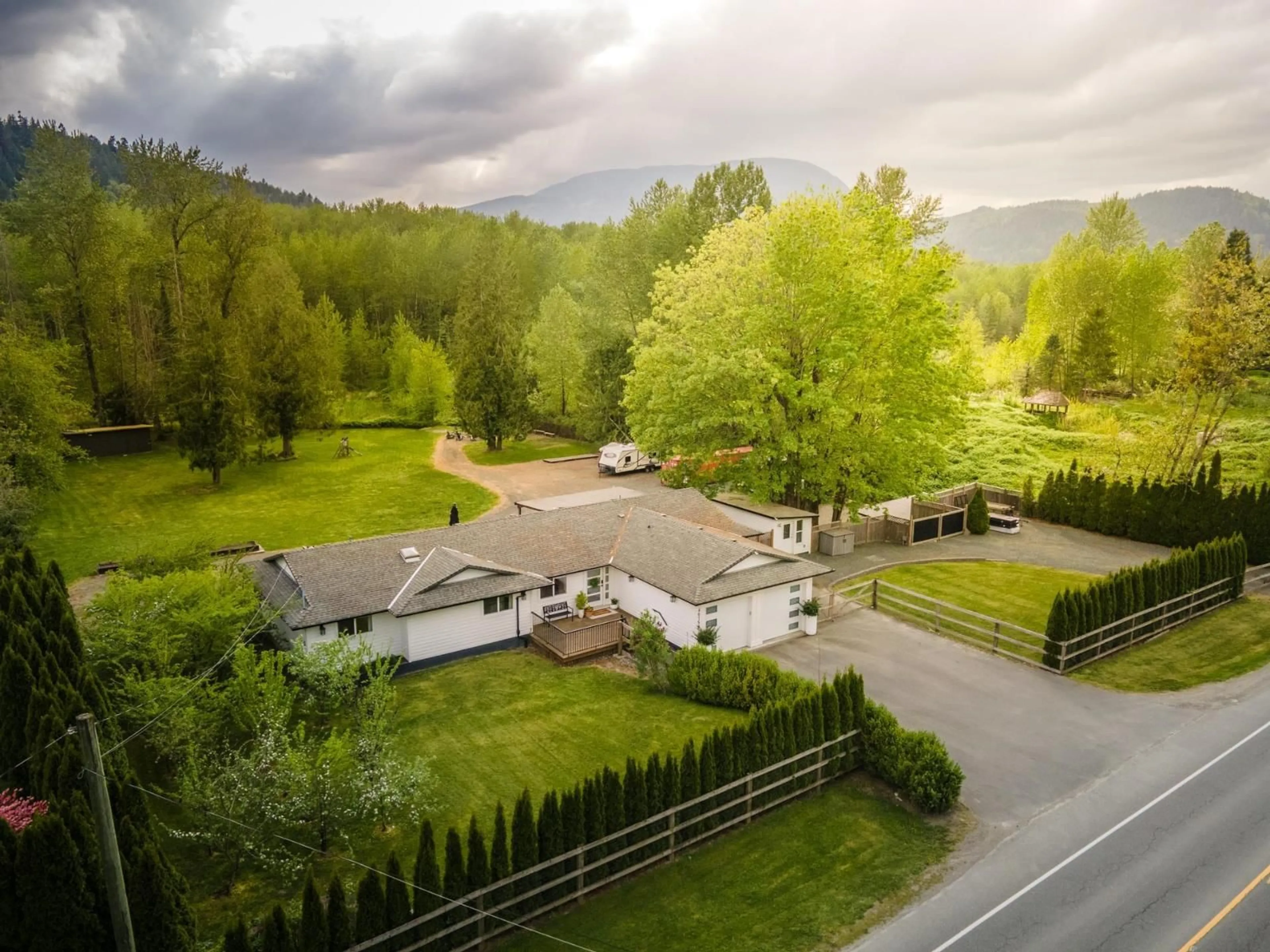 A pic from outside/outdoor area/front of a property/back of a property/a pic from drone, mountain view for 46750 CHILLIWACK LAKE ROAD, Sardis - Chwk River Valley British Columbia V2R4N2