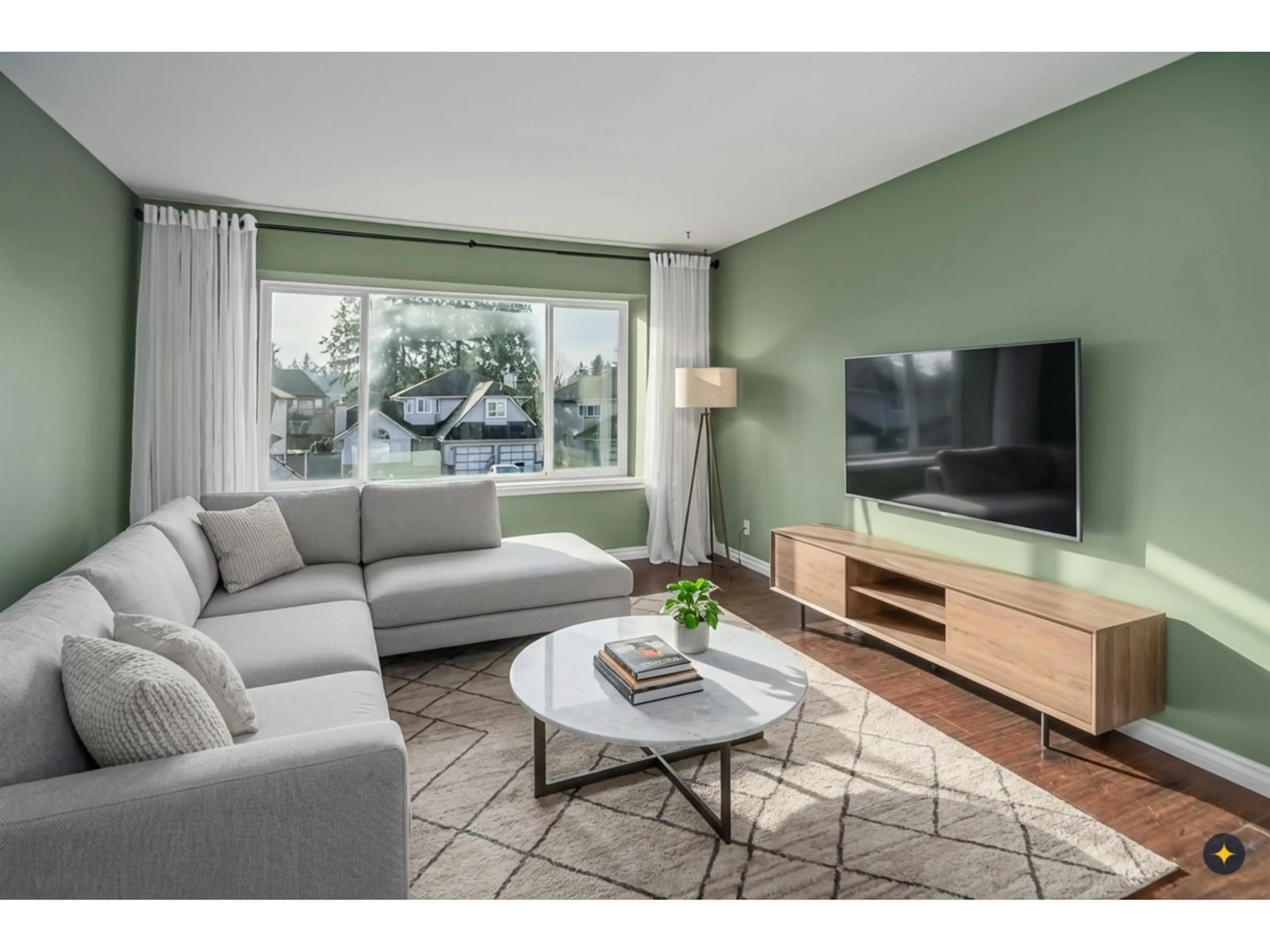 Living room with furniture, wood/laminate floor for 15663 107A AVENUE, Surrey British Columbia V4N3H9