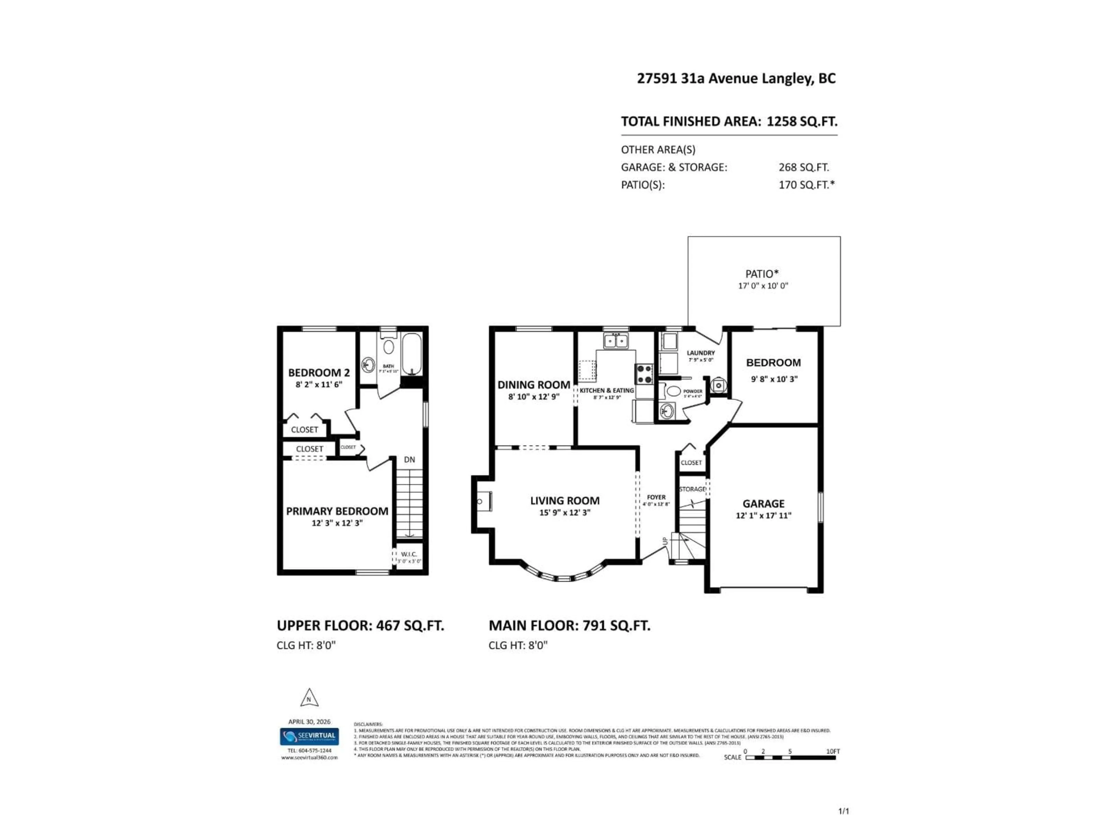 Floor plan for 27591 31A AVENUE, Langley British Columbia V4W3L2