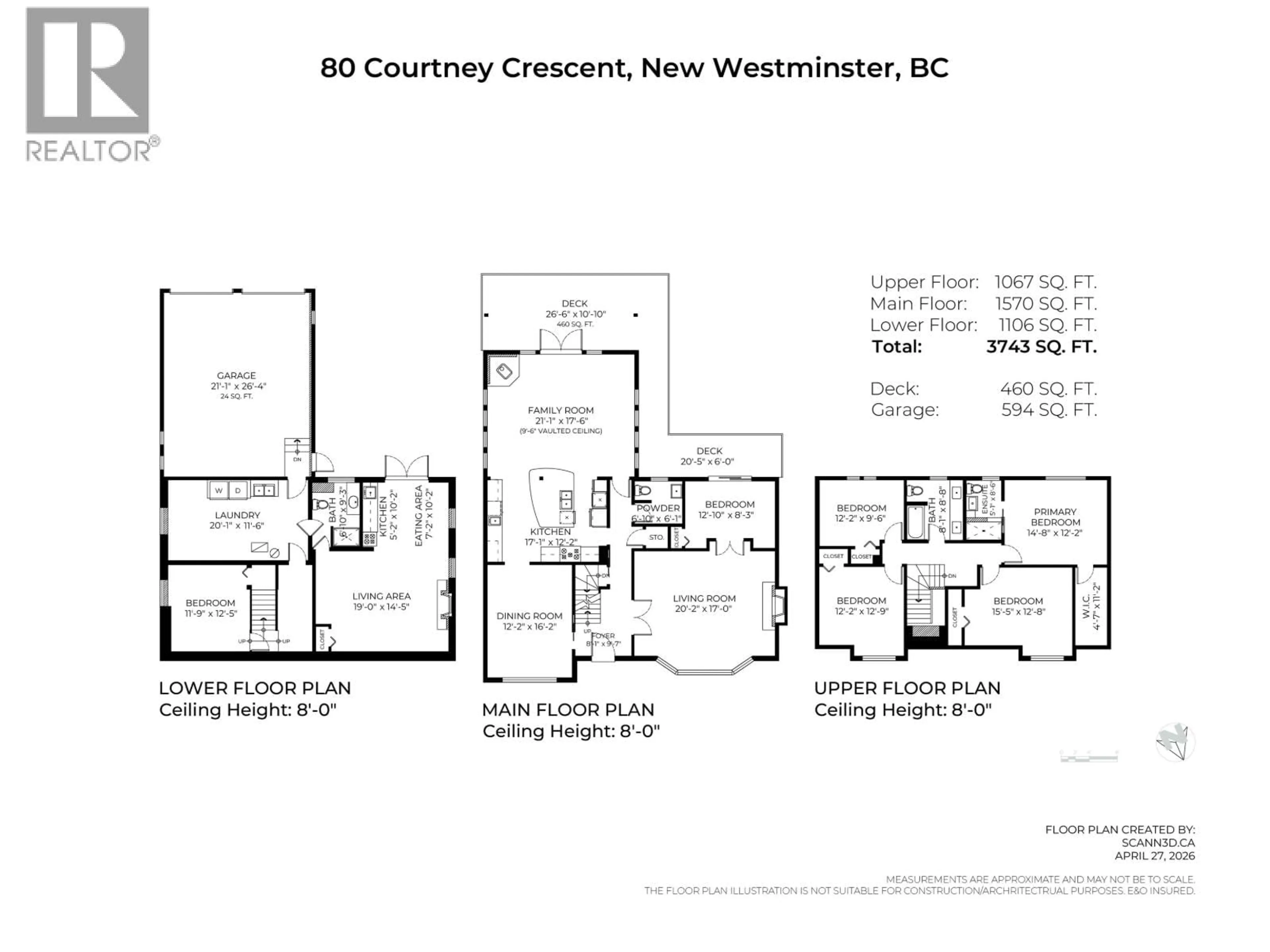 Floor plan for 80 COURTNEY CRESCENT, New Westminster British Columbia V3L4M2
