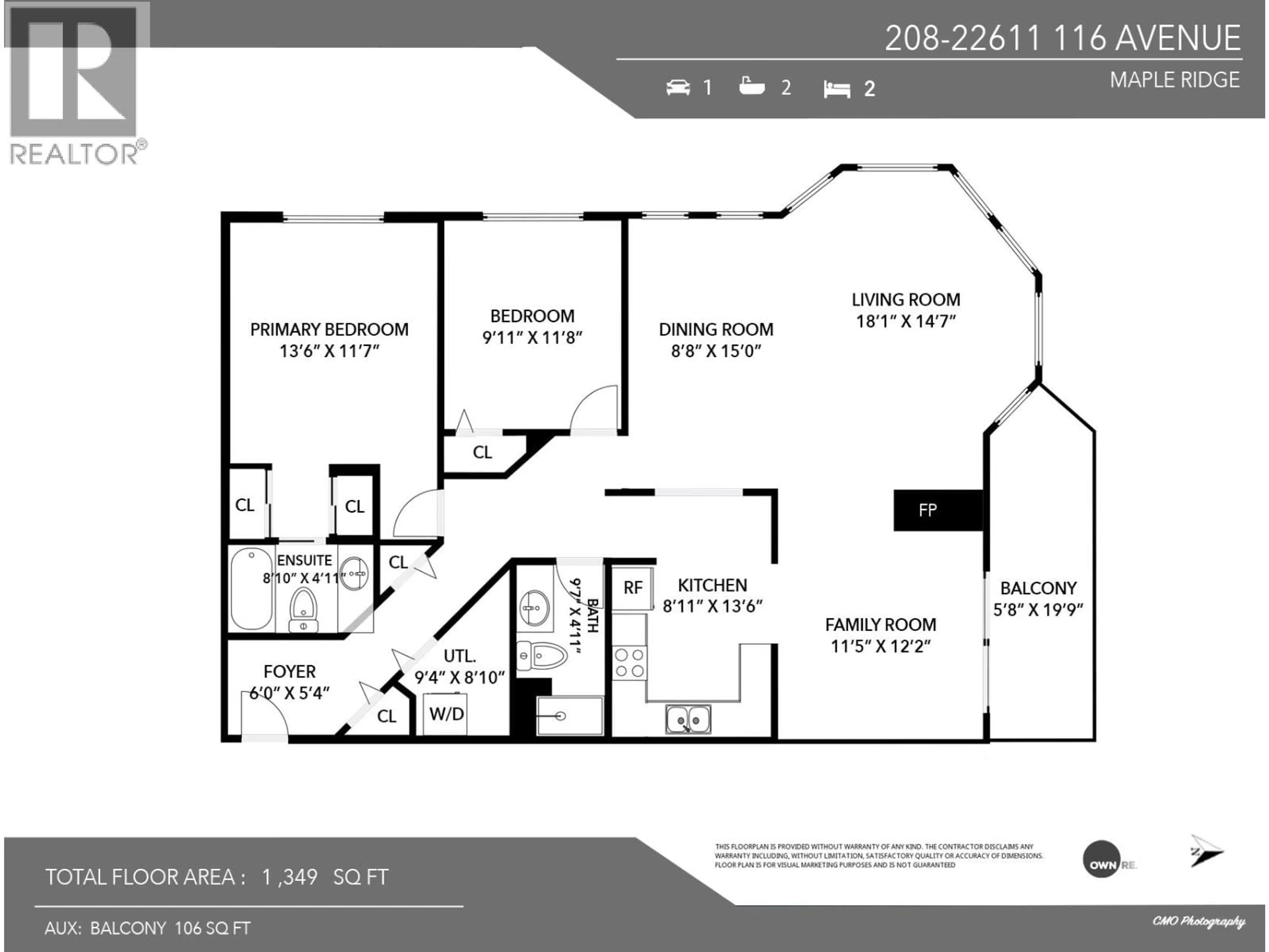 Floor plan for 208 - 22611 116 AVENUE, Maple Ridge British Columbia V2X0W7