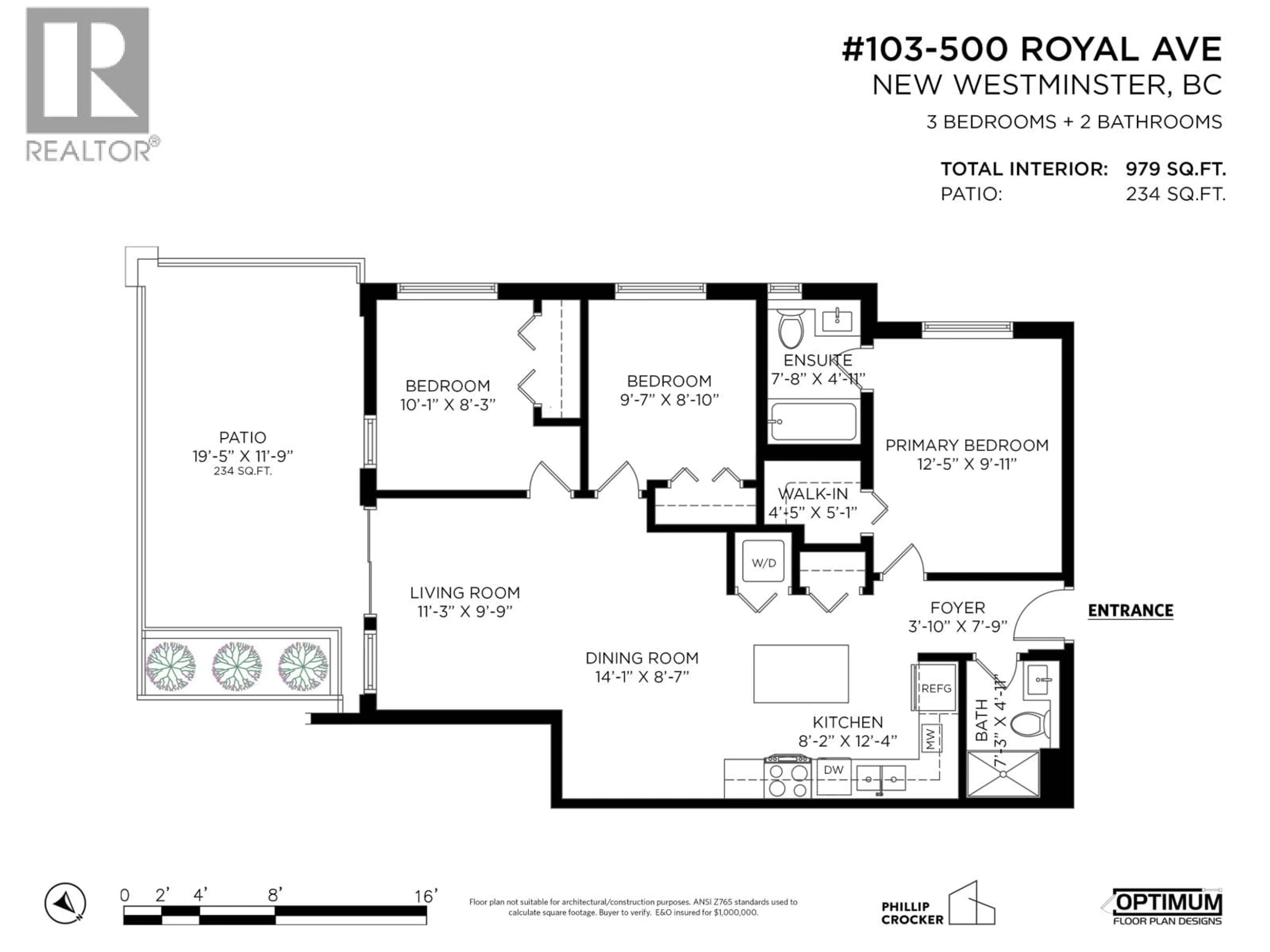 Floor plan for 103 - 500 ROYAL AVENUE, New Westminster British Columbia V3L0G5