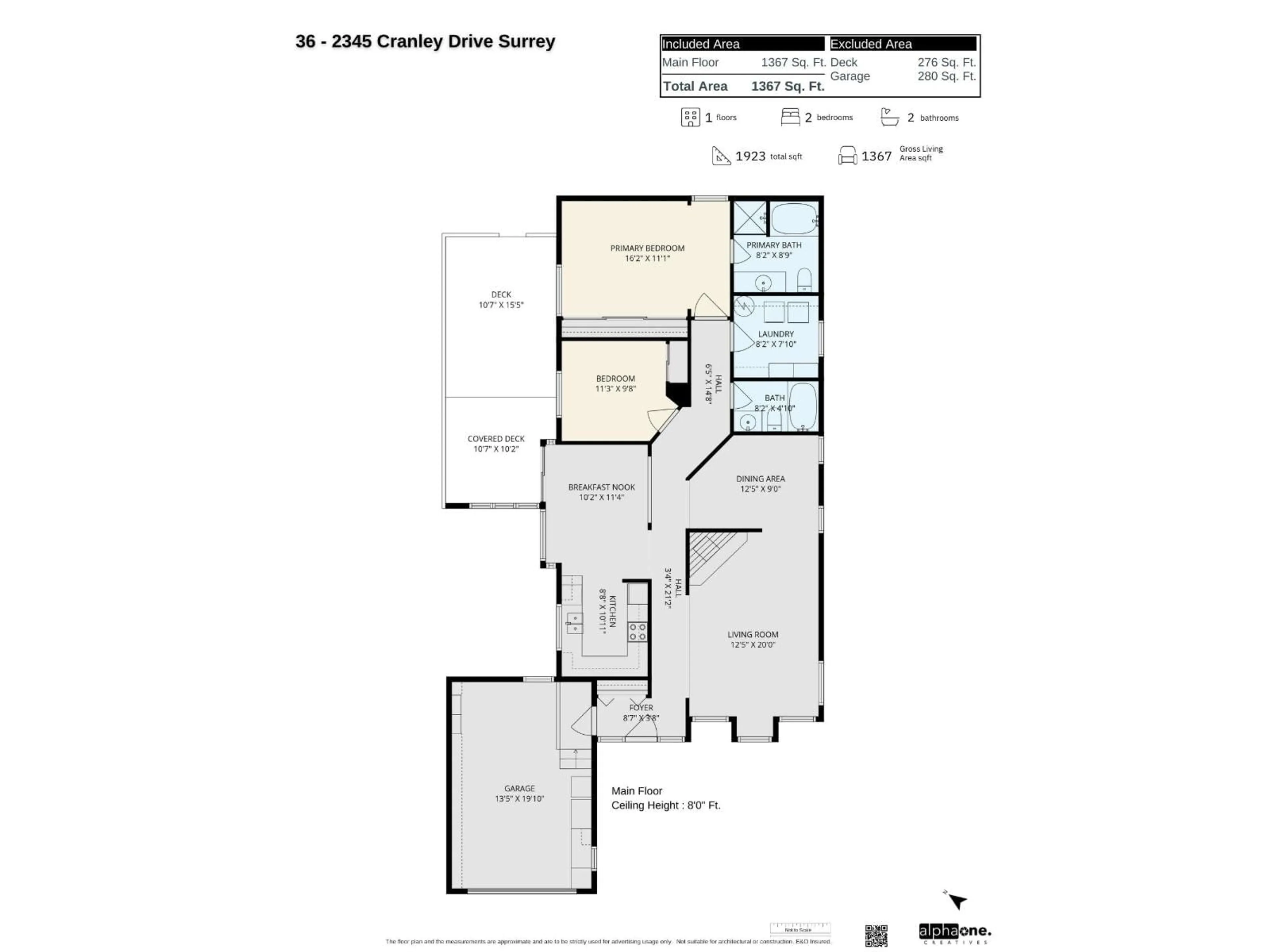 Floor plan for 36 - 2345 CRANLEY DRIVE, Surrey British Columbia V4A9G5