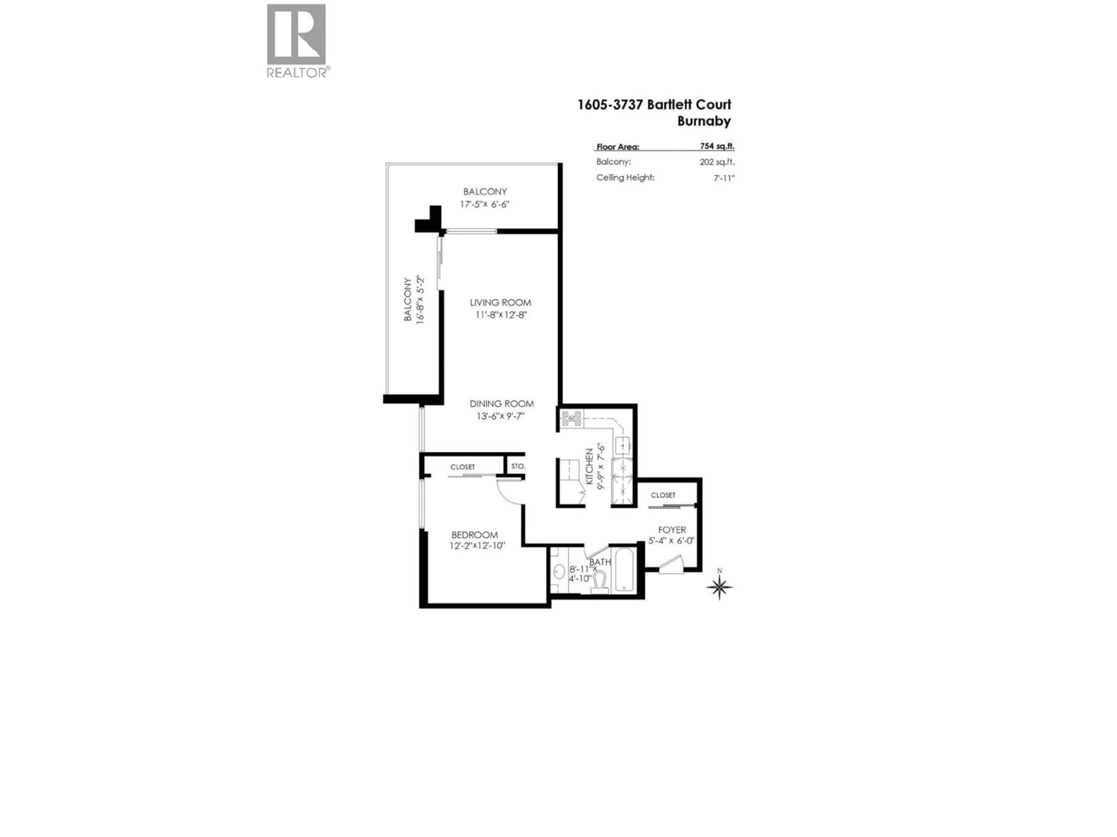 Floor plan for 1605 - 3737 BARTLETT COURT, Burnaby British Columbia V3J7E3