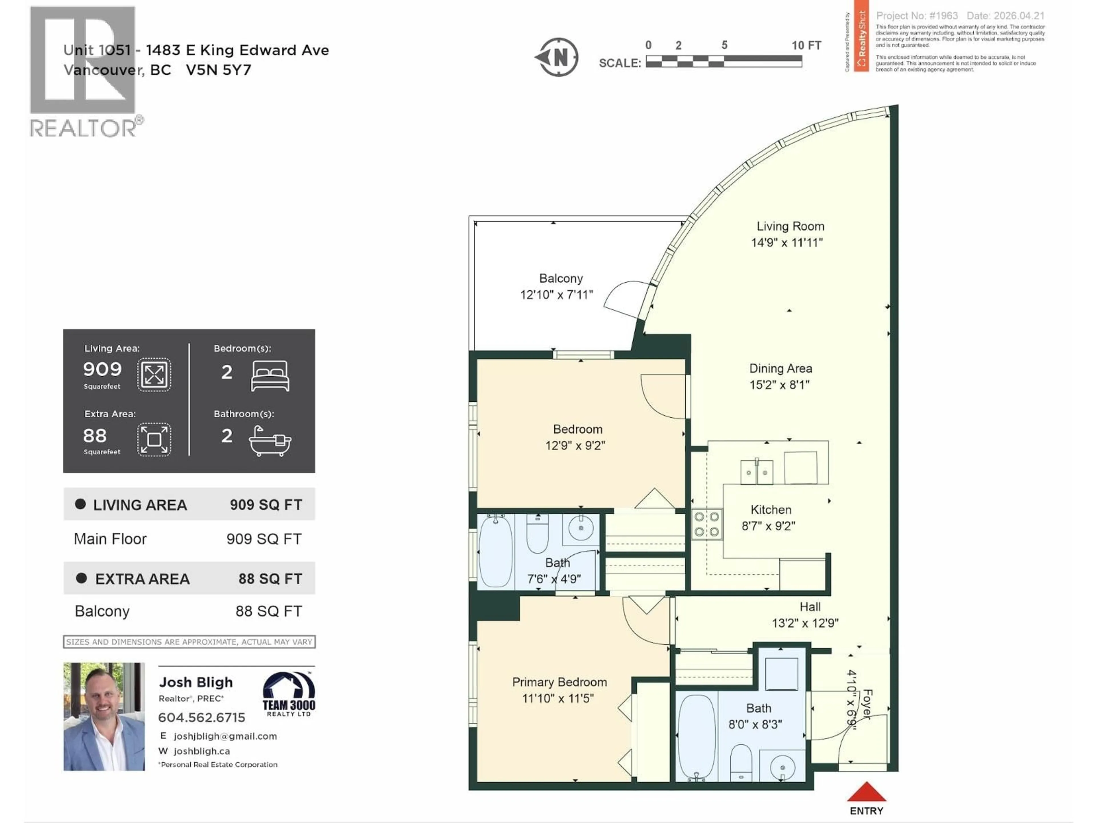 Floor plan for 1051 - 1483 KING EDWARD AVENUE, Vancouver British Columbia V5N5Z3