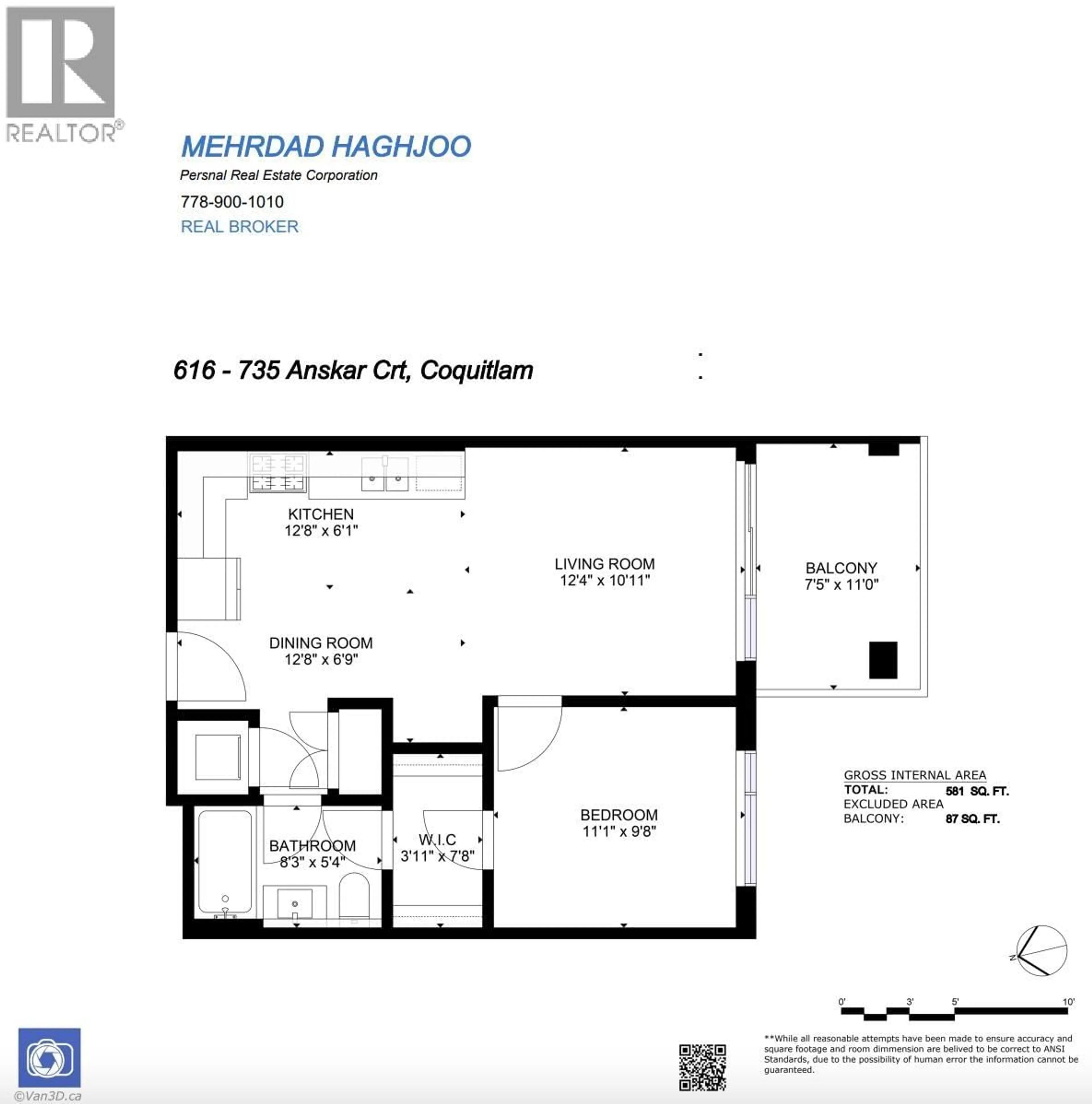 Floor plan for 616 - 735 ANSKAR CRESCENT, Coquitlam British Columbia V3J0L7