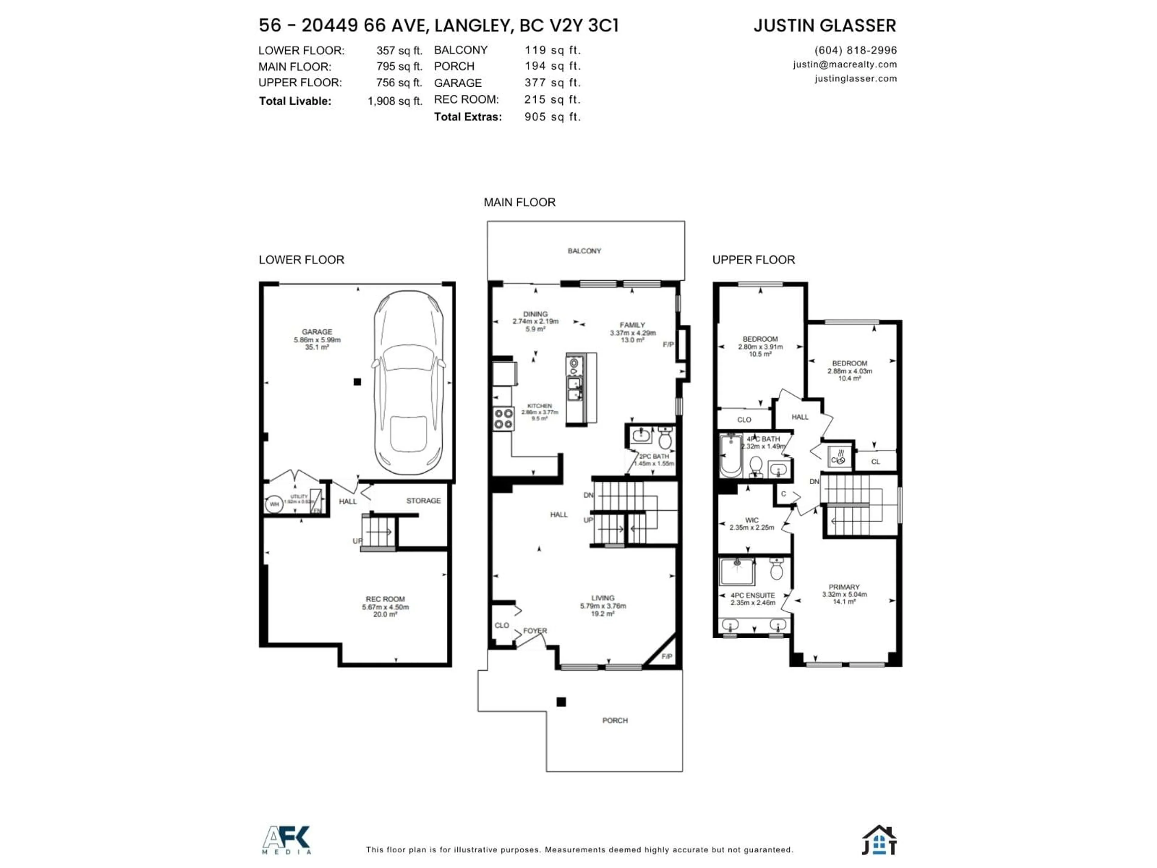 Floor plan for 56 - 20449 66 AVENUE, Langley British Columbia V2Y3C1
