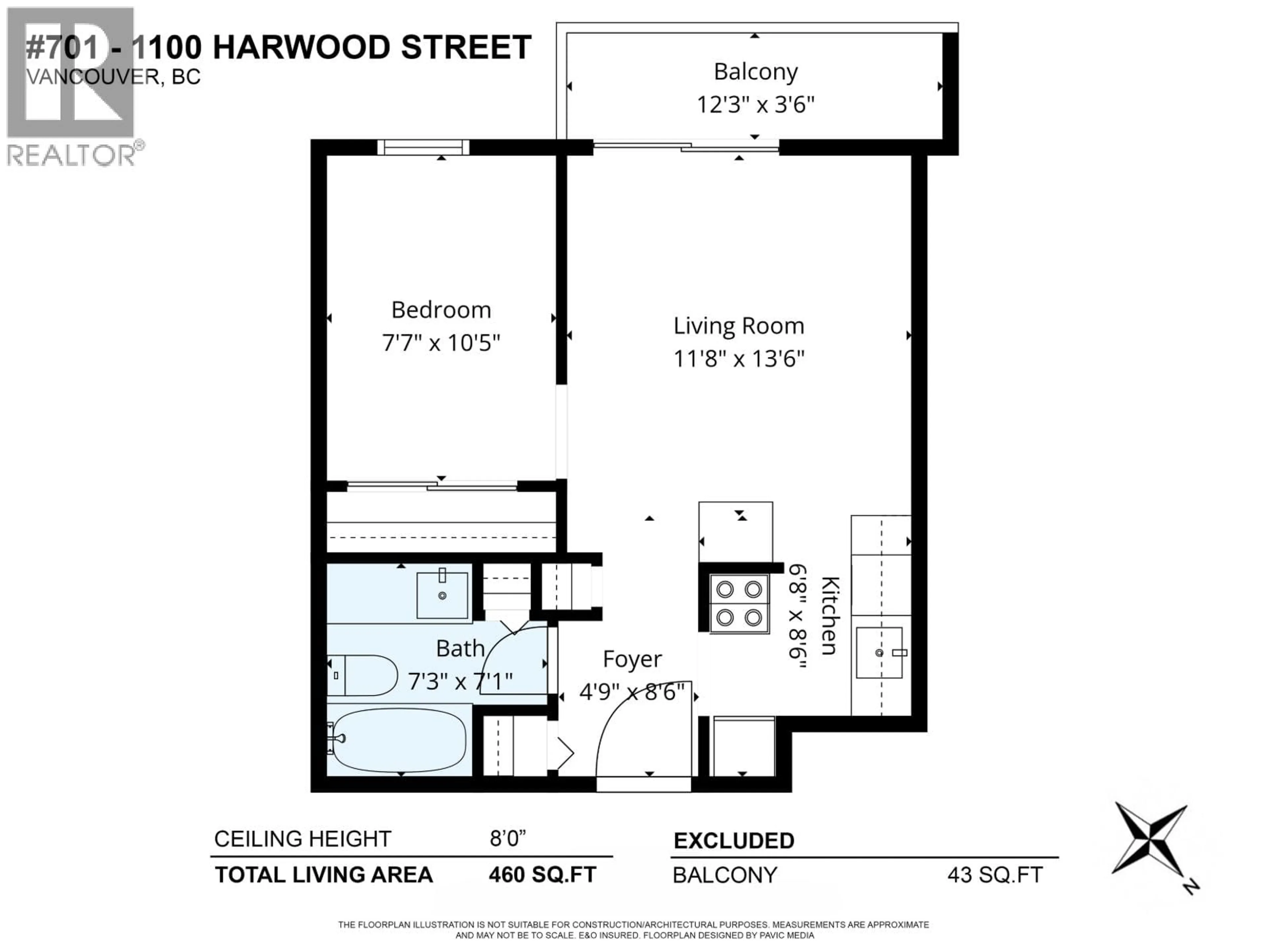 Floor plan for 701 - 1100 HARWOOD STREET, Vancouver British Columbia V6E1R7