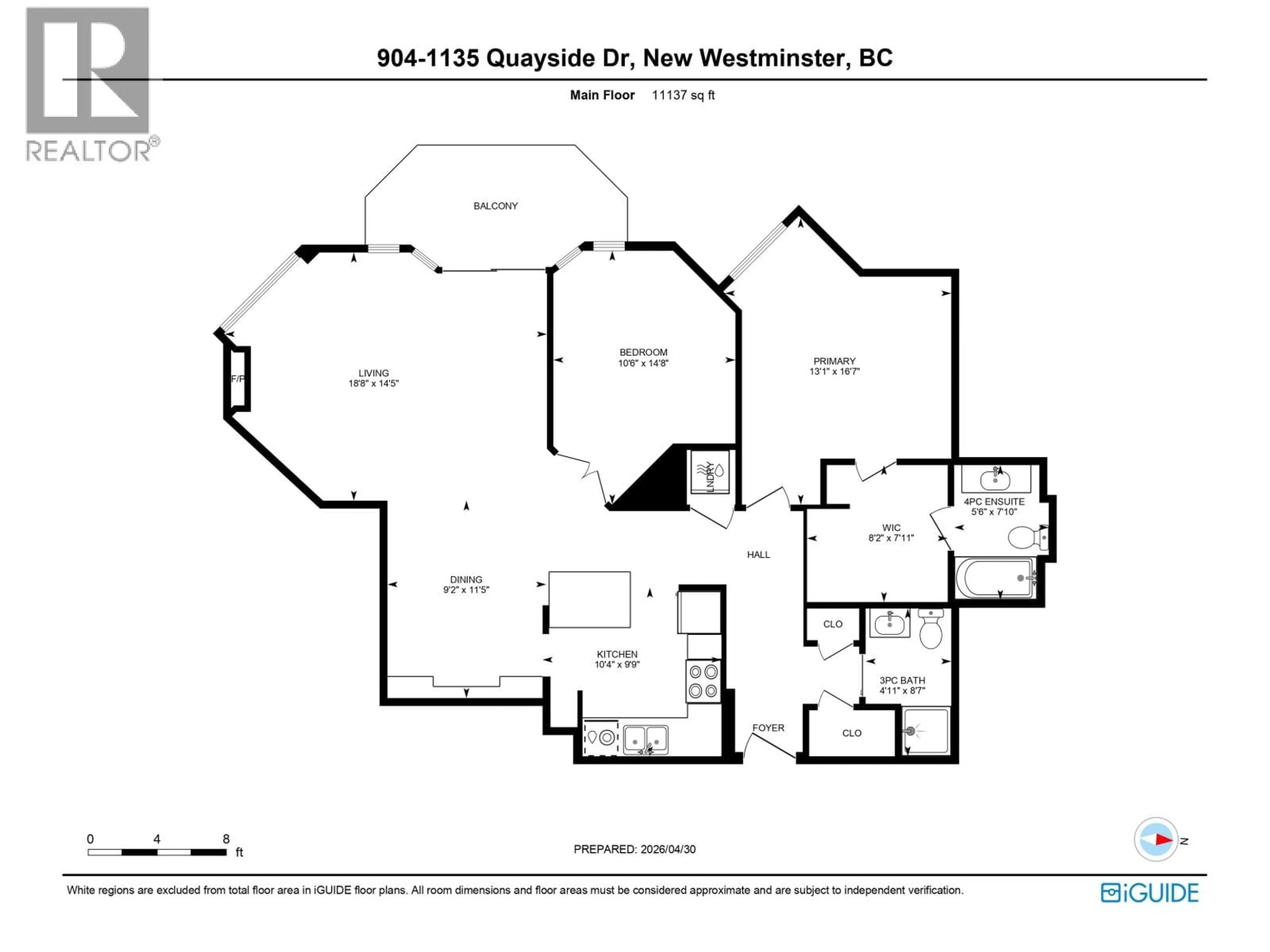 Floor plan for 904 - 1135 QUAYSIDE DRIVE, New Westminster British Columbia V3M6J4