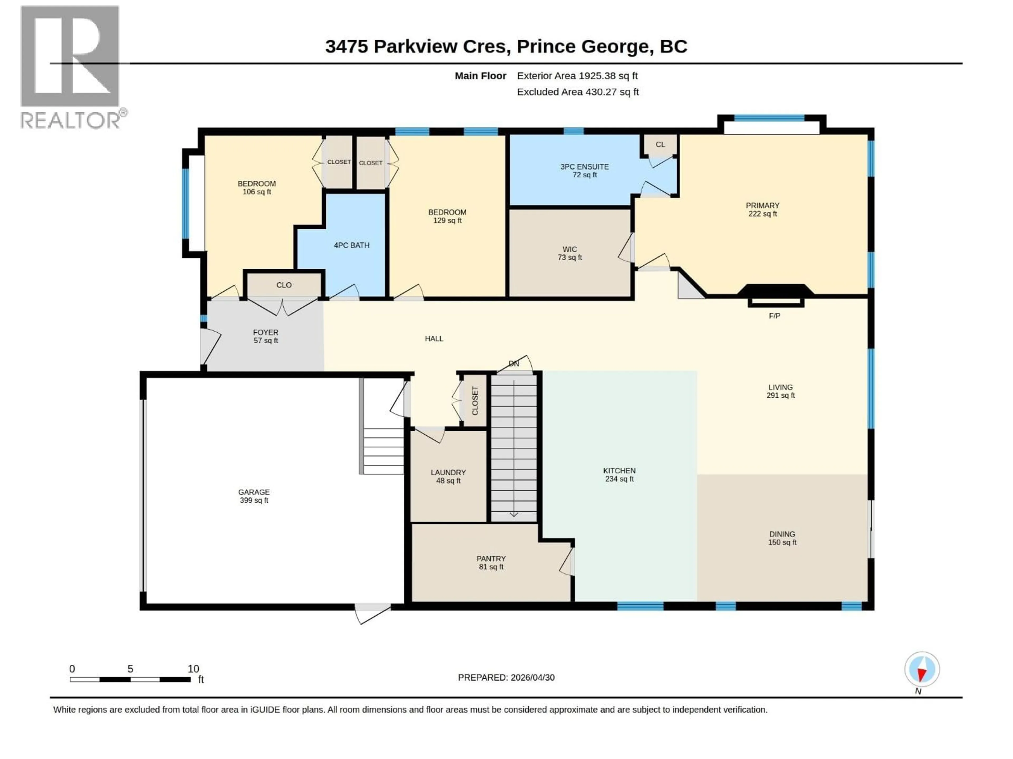 Floor plan for 3475 PARKVIEW CRESCENT, Prince George British Columbia V2N0E7