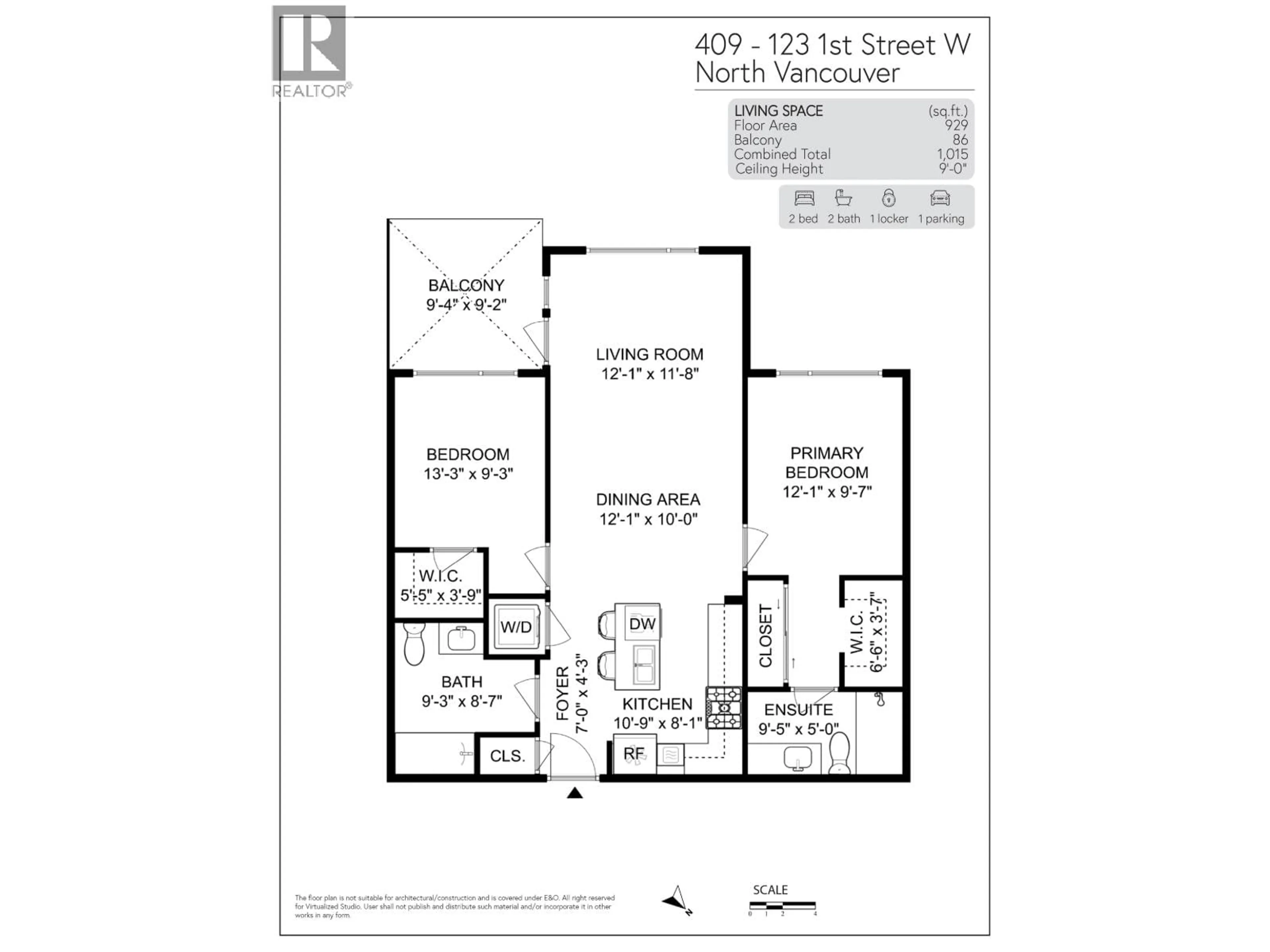 Floor plan for 409 - 123 1ST STREET, North Vancouver British Columbia V7M0E5