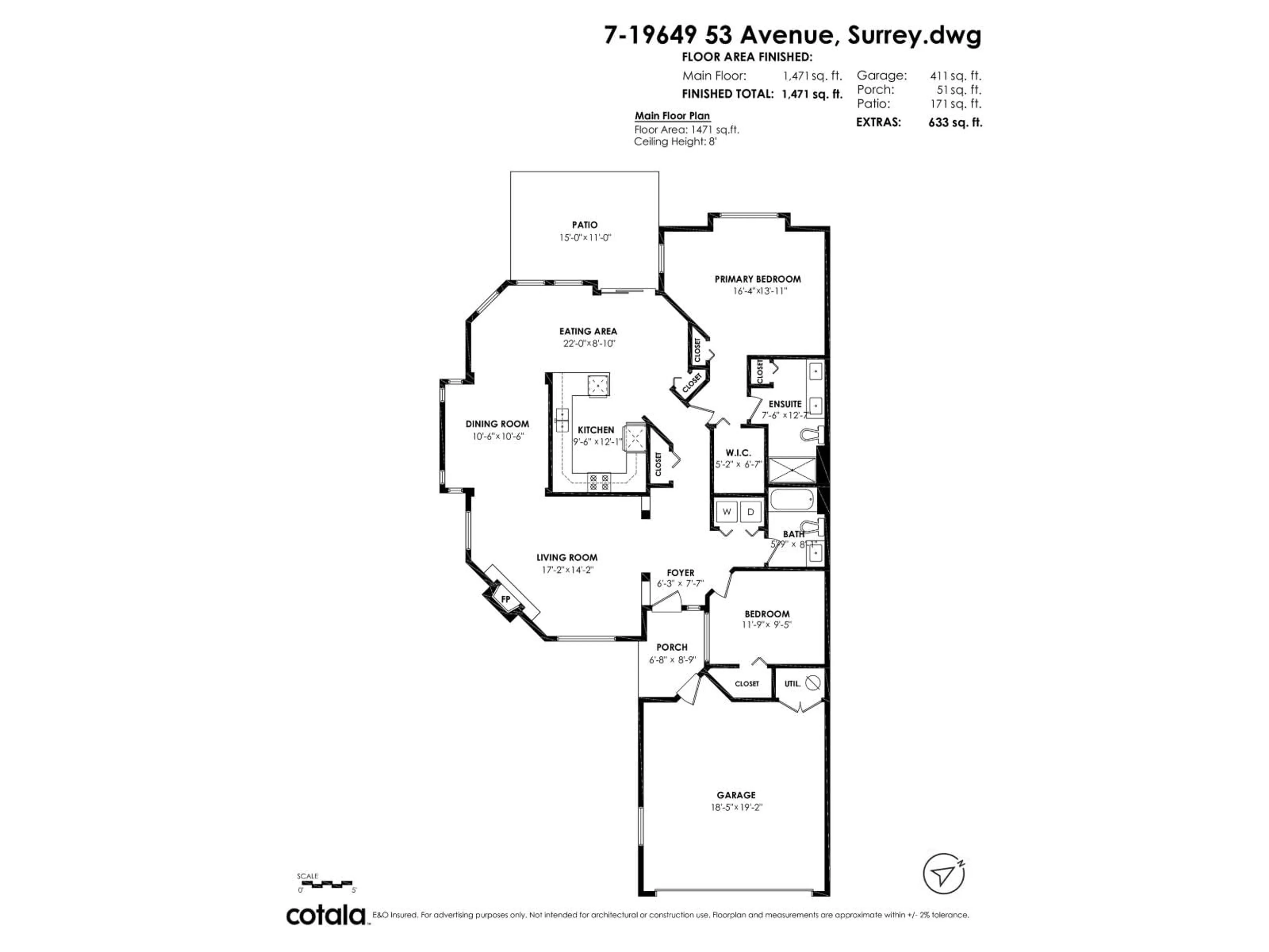 Floor plan for 7 - 19649 53 AVENUE, Langley British Columbia V3A8C5