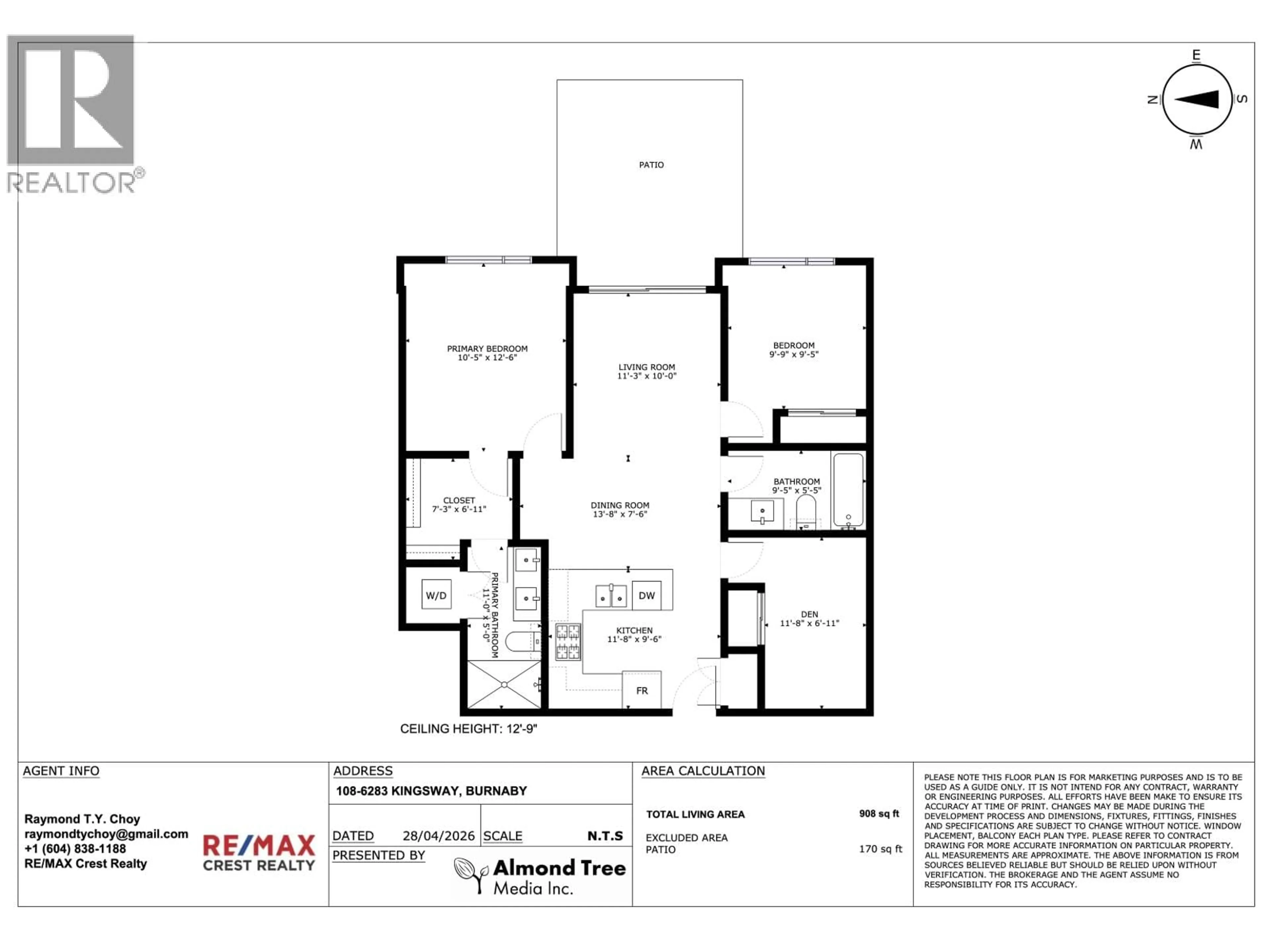 Floor plan for 108 - 6283 KINGSWAY, Burnaby British Columbia V5J0H3