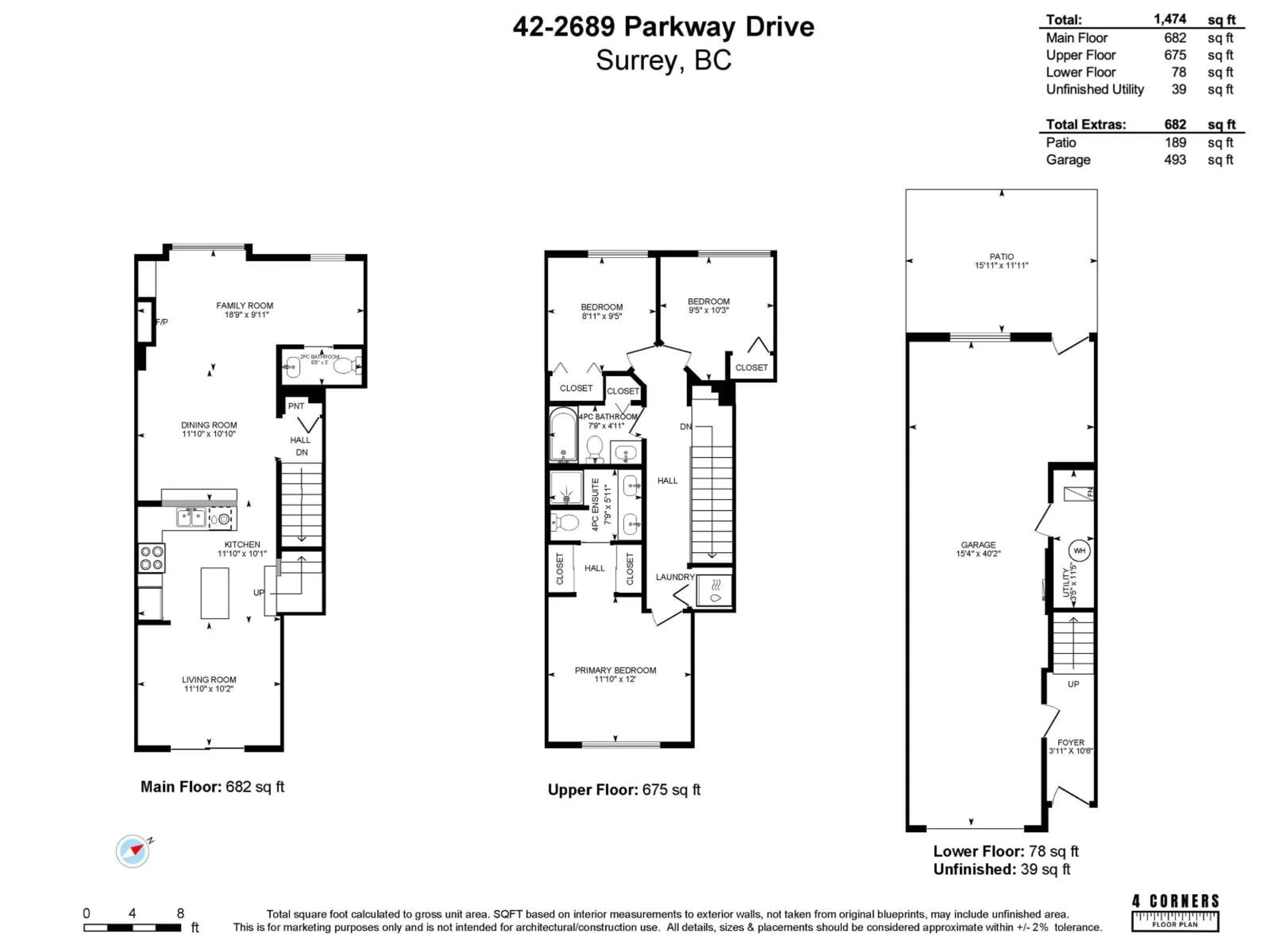 Floor plan for 42 - 2689 PARKWAY DRIVE, Surrey British Columbia V4P0C3