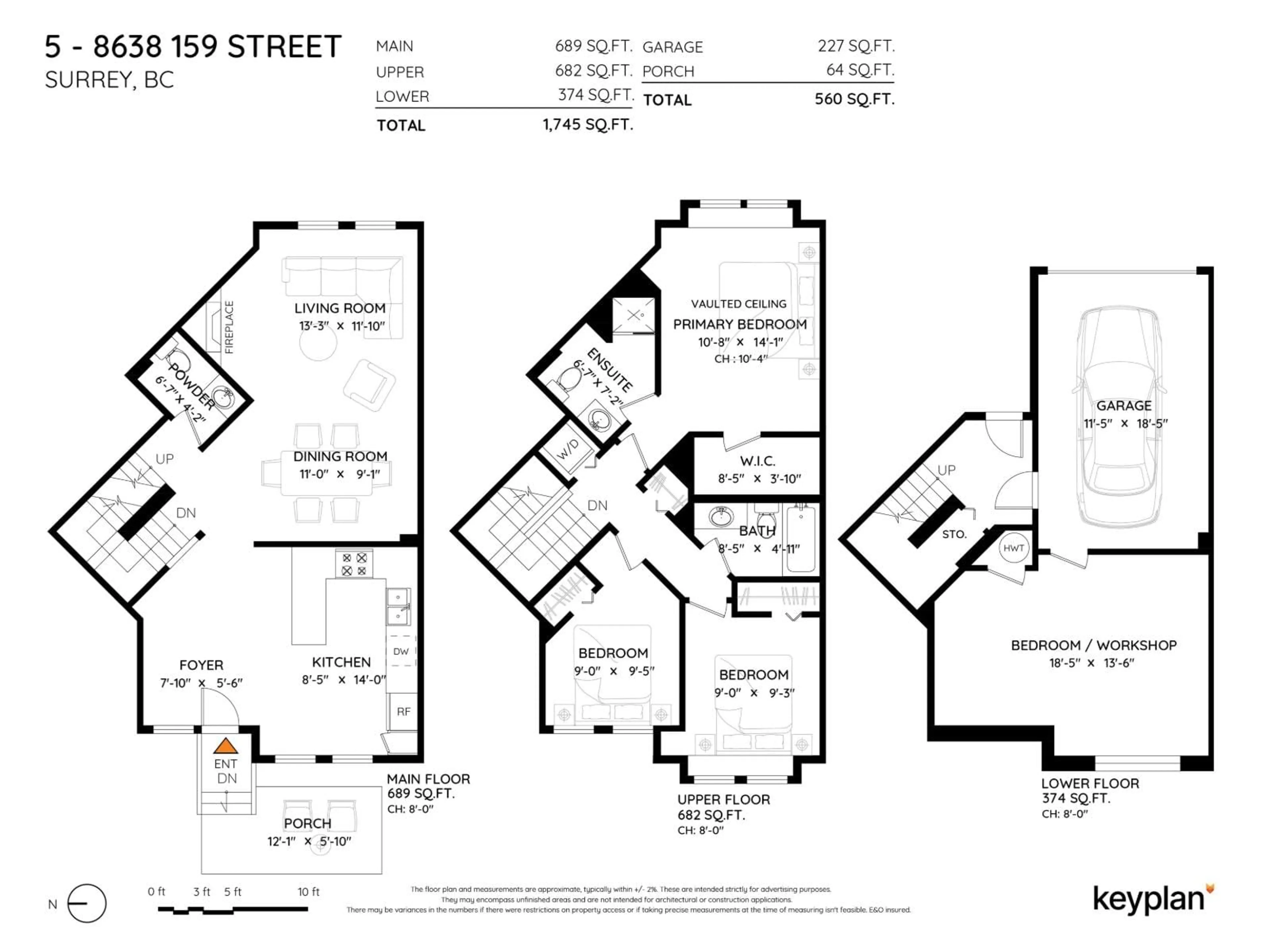 Floor plan for 5 - 8638 159 STREET, Surrey British Columbia V4N5P7