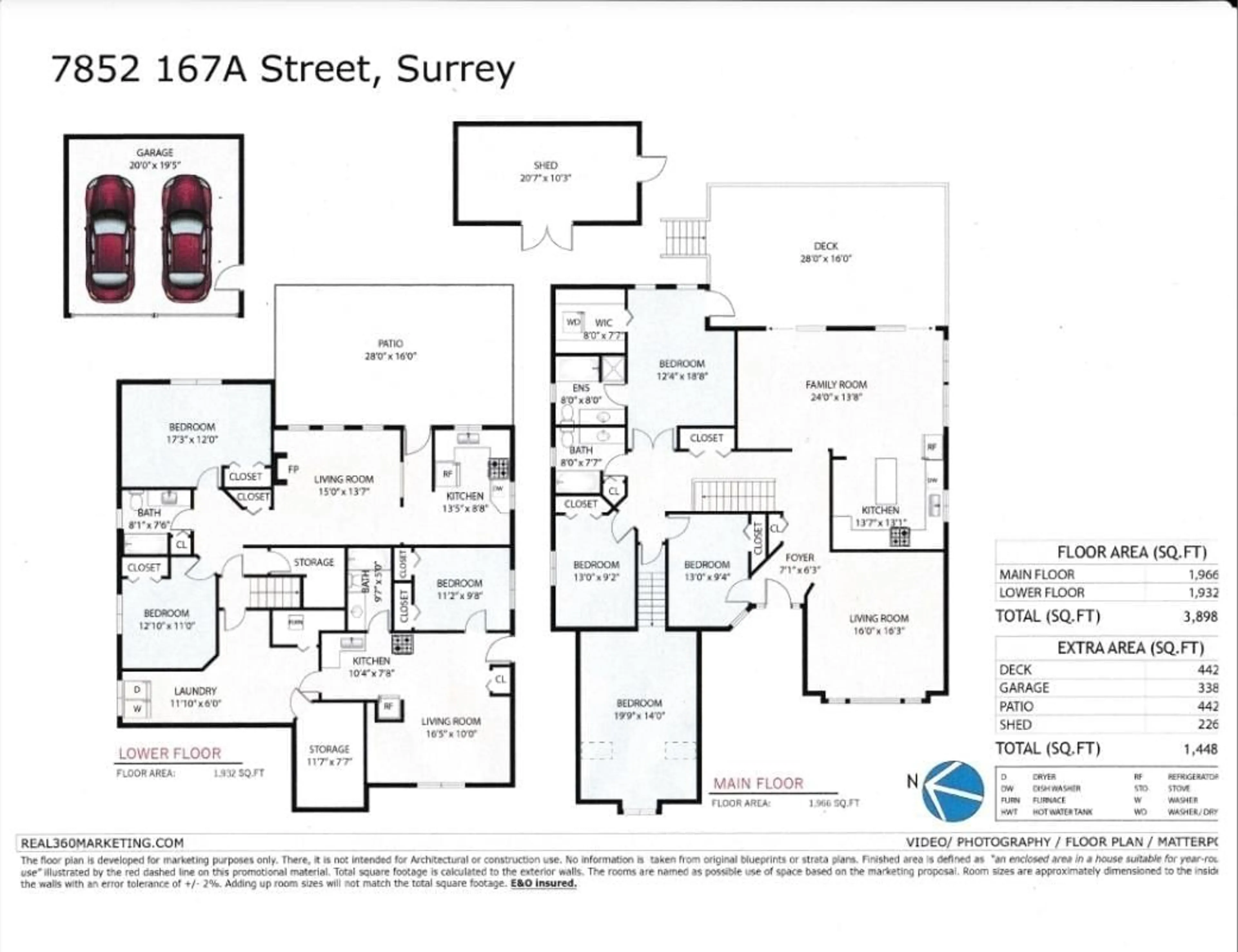 Floor plan for 7852 167A STREET, Surrey British Columbia V4N0L9