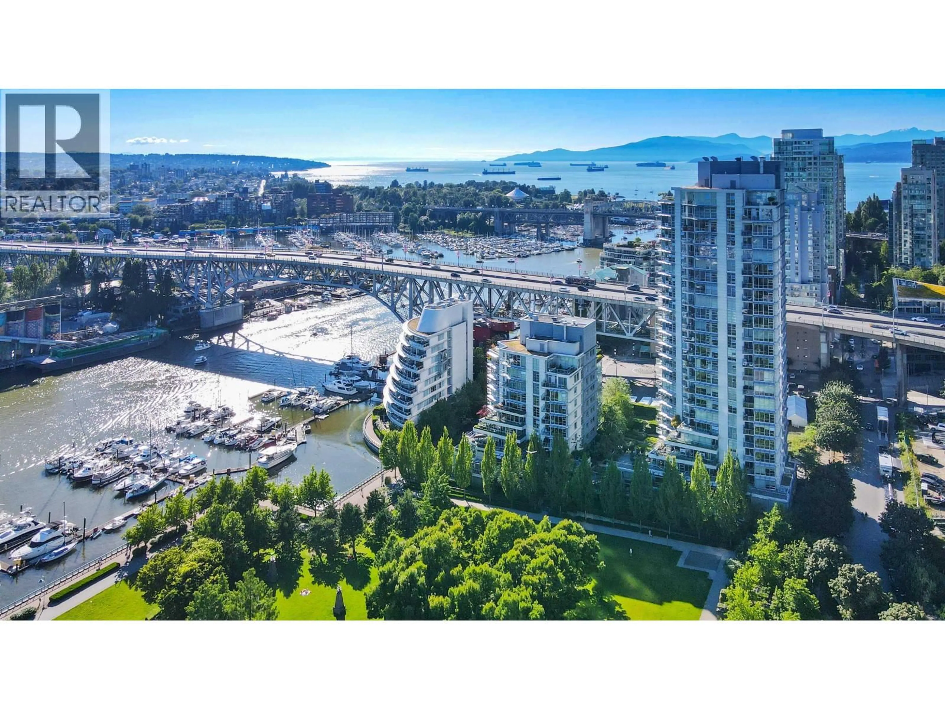A pic from outside/outdoor area/front of a property/back of a property/a pic from drone, water/lake/river/ocean view for TH105 - 638 BEACH CRESCENT, Vancouver British Columbia V6Z3H4
