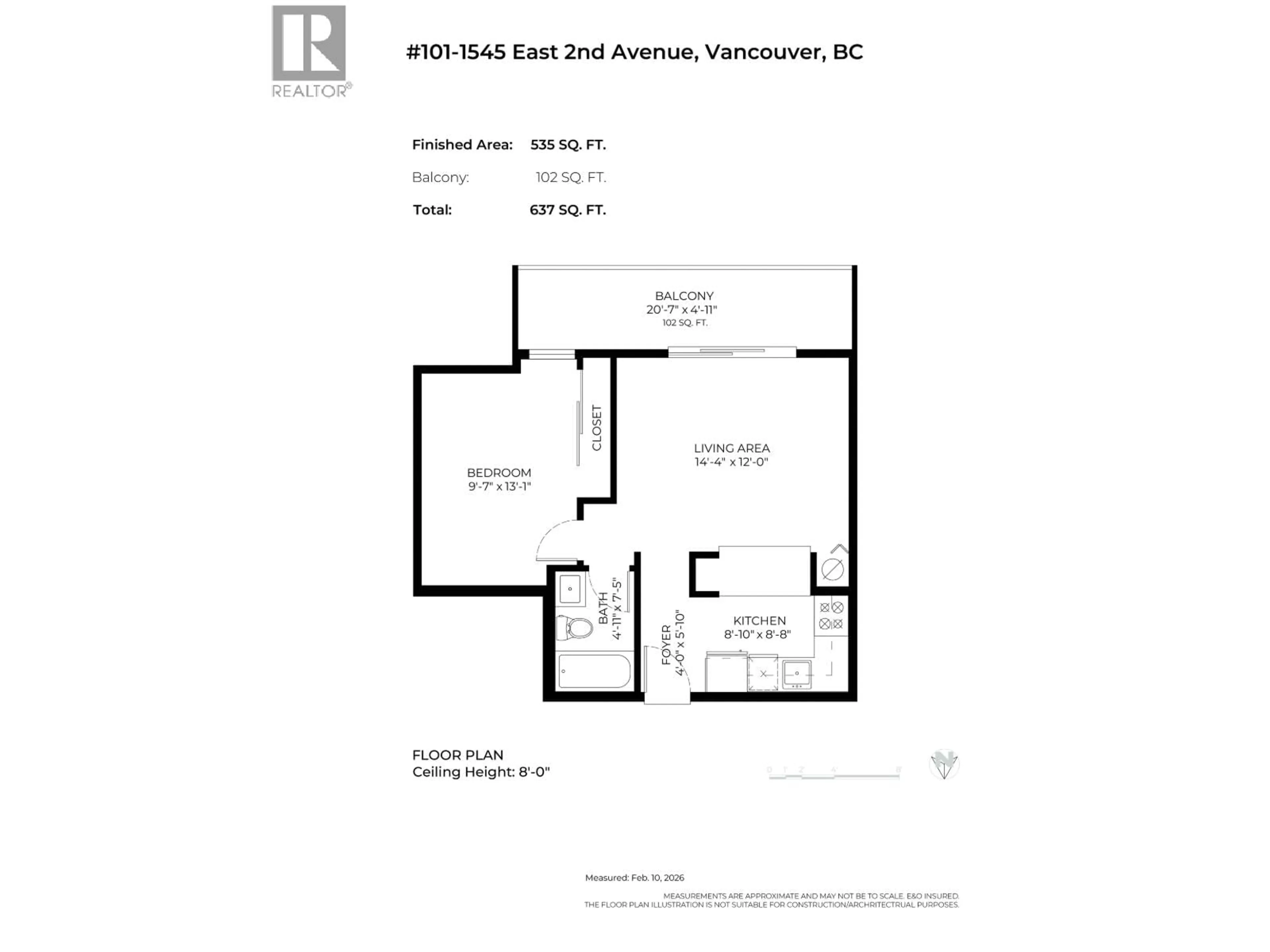 Floor plan for 101 - 1545 E 2ND AVENUE, Vancouver British Columbia V5N1C8