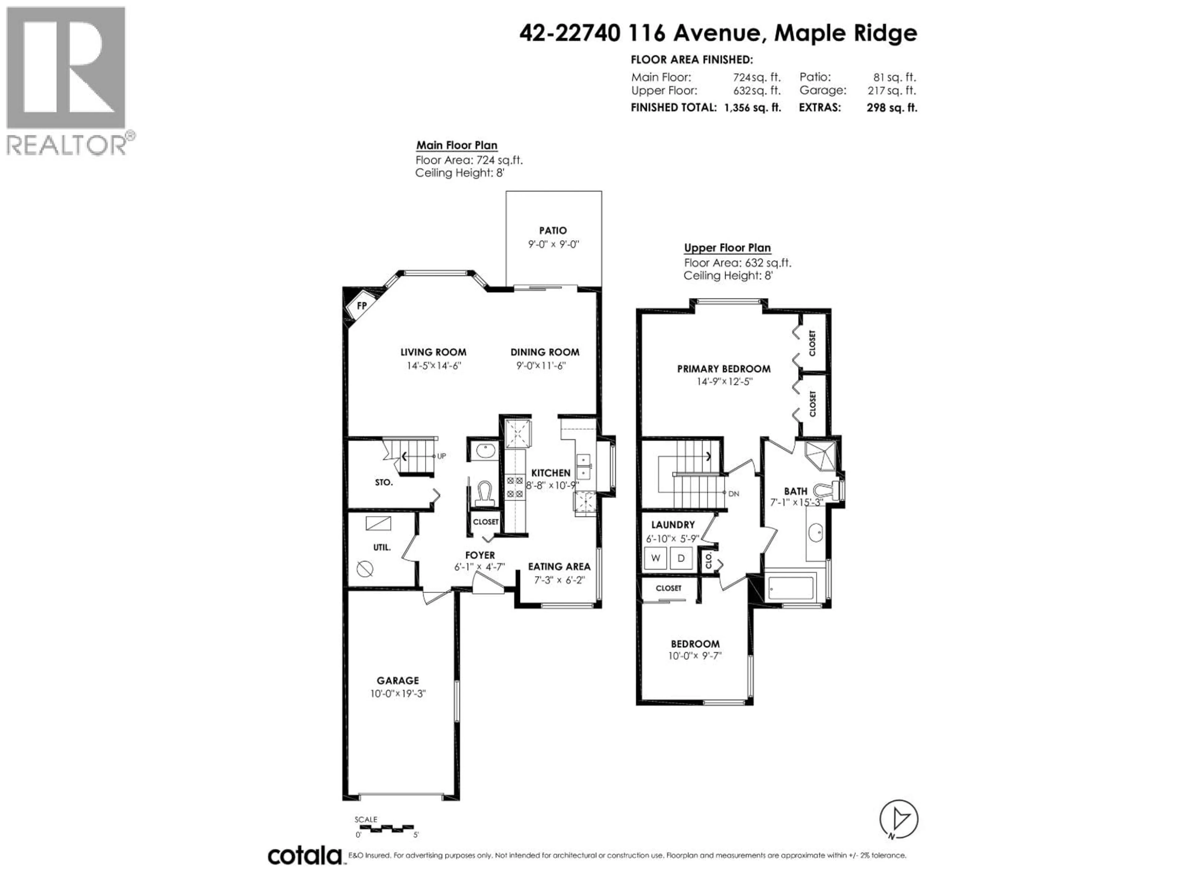 Floor plan for 42 - 22740 116 AVENUE, Maple Ridge British Columbia V2X2X7