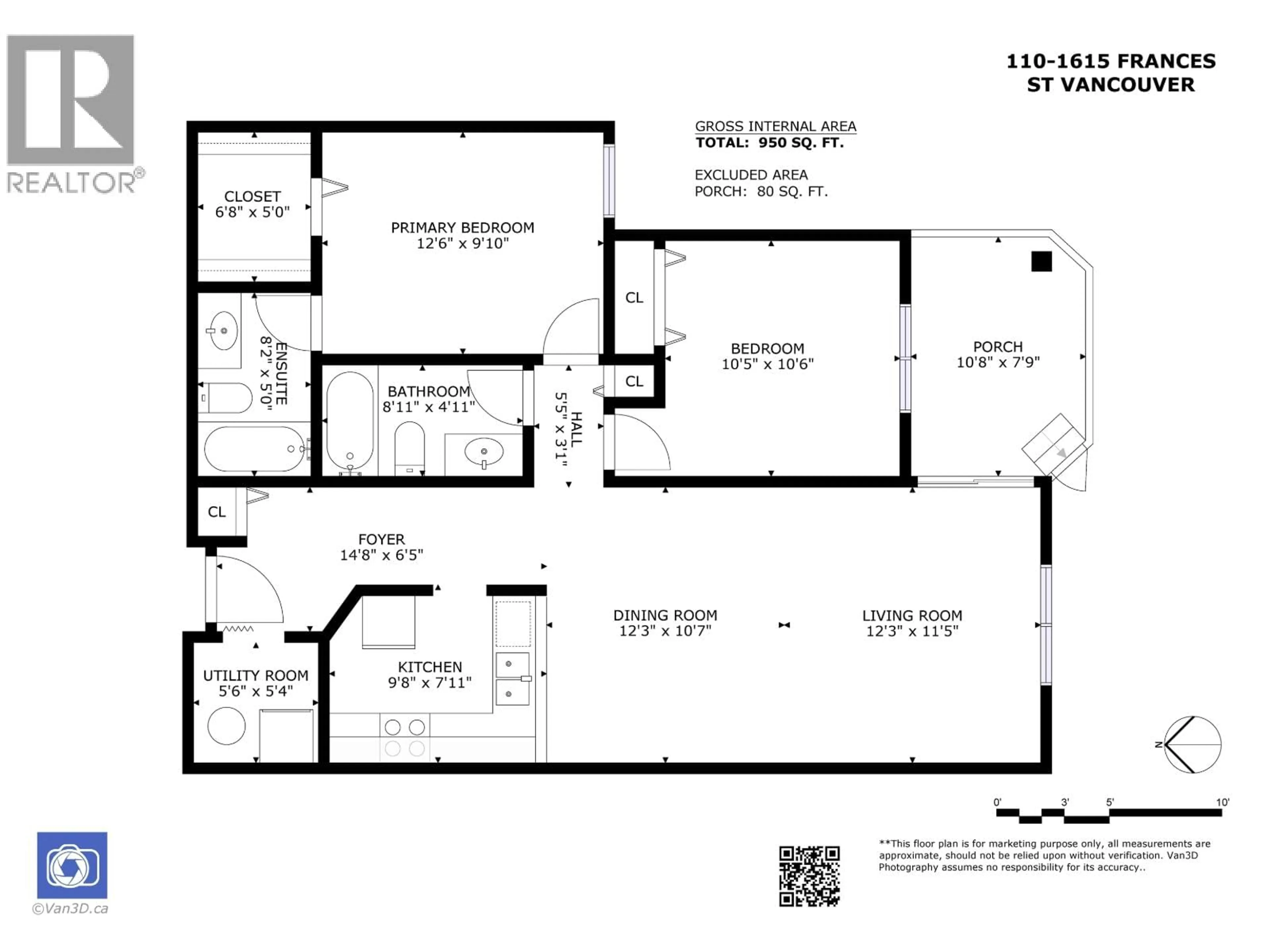 Floor plan for 110 - 1615 FRANCES STREET, Vancouver British Columbia V5L1Z3