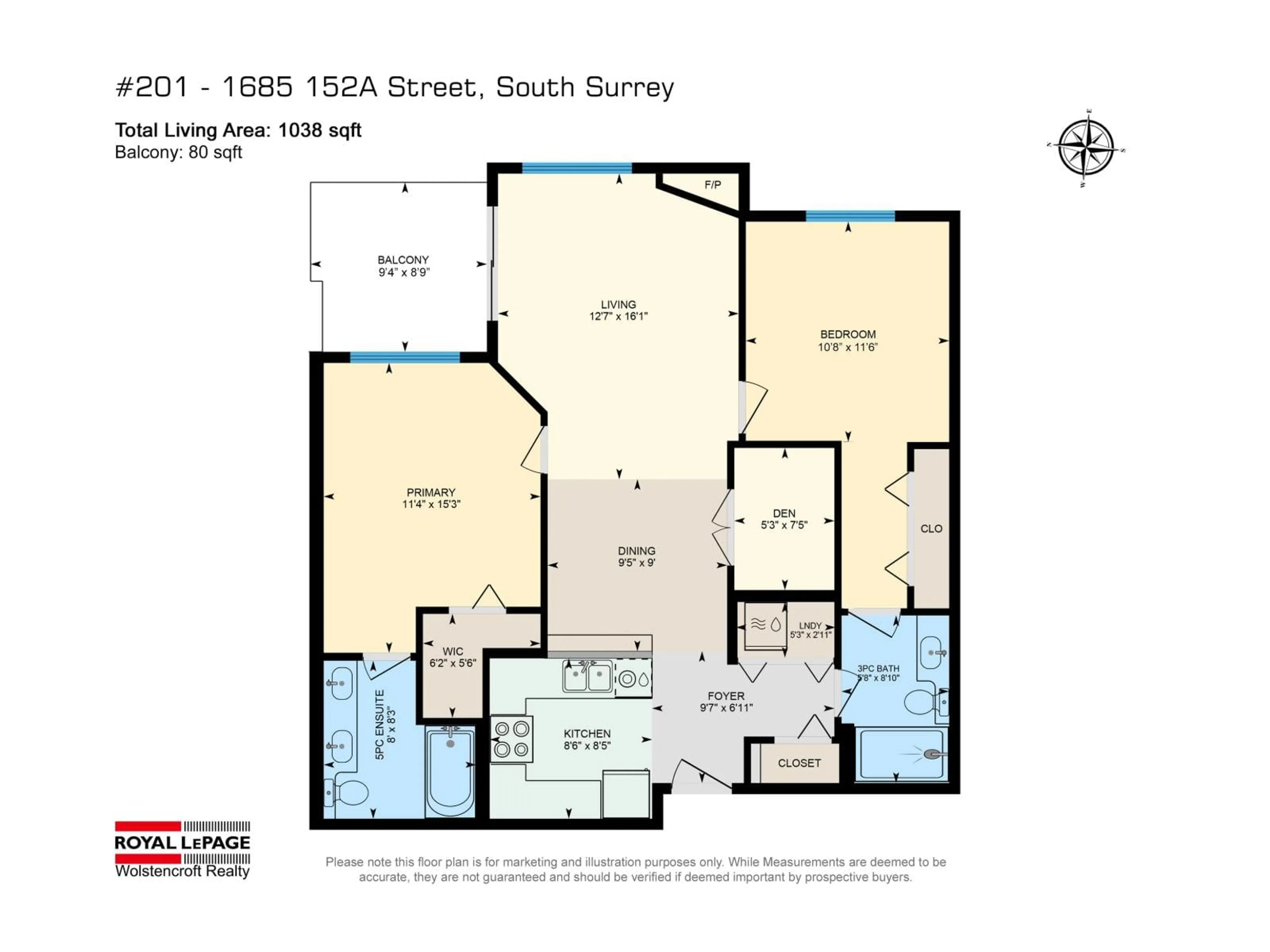 Floor plan for 201 - 1685 152A STREET, Surrey British Columbia V4A9Y1