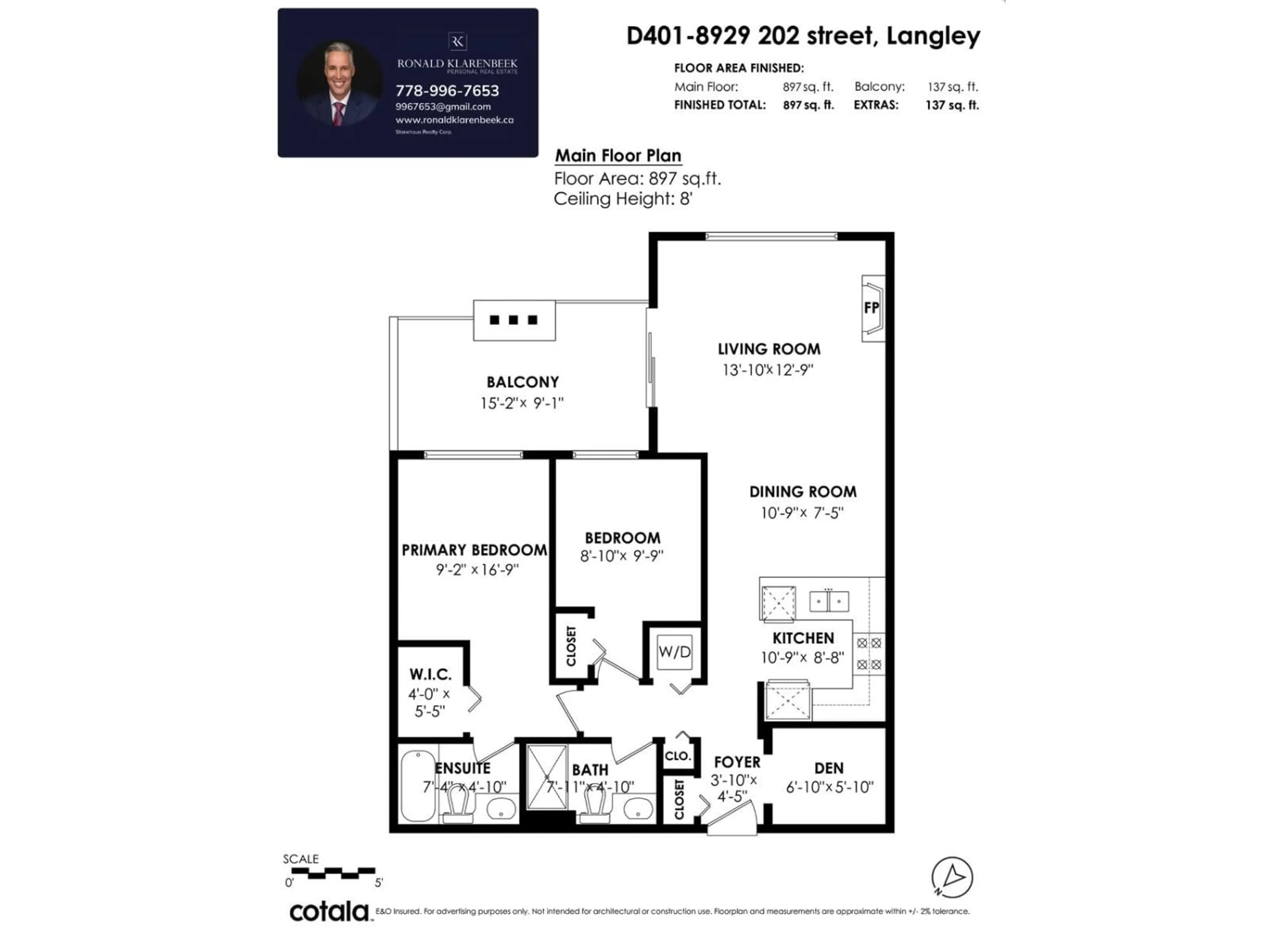 Floor plan for D401 - 8929 202 STREET, Langley British Columbia V1M0B4