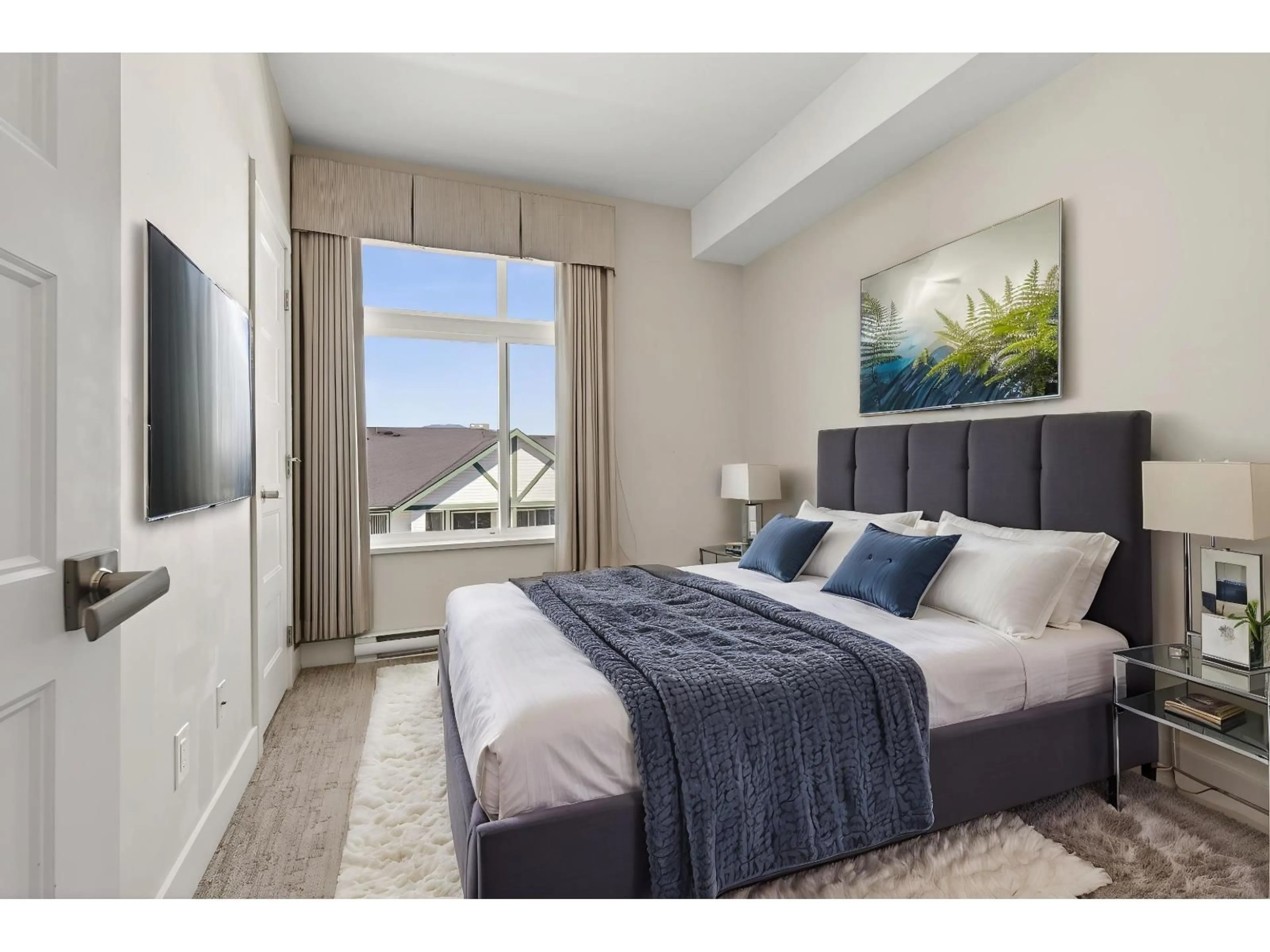 Bedroom with bed, carpet floor for 403 - 9130 CORBOULD STREET, Chilliwack British Columbia V2P4A5