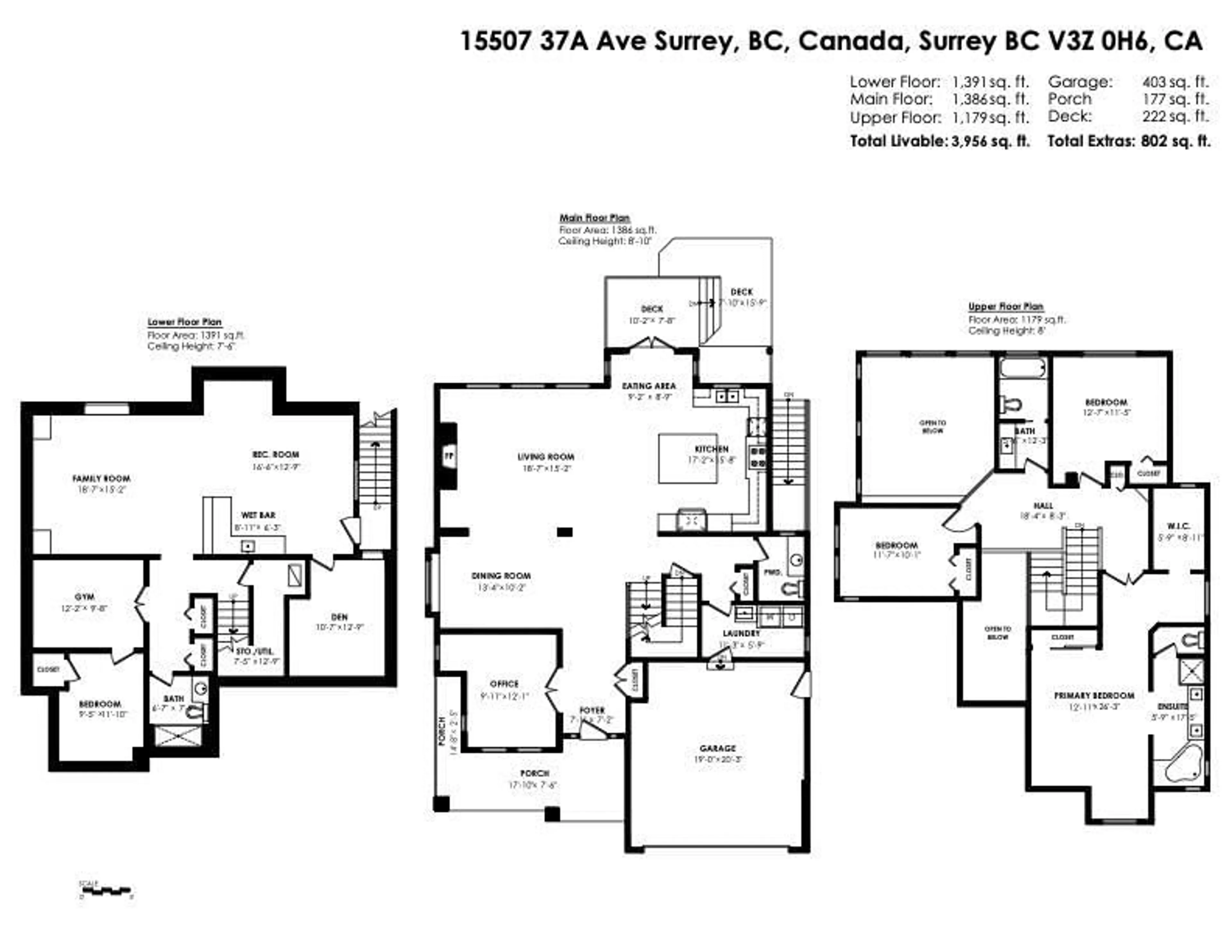 Floor plan for 15507 37A AVENUE, Surrey British Columbia V3S0H6
