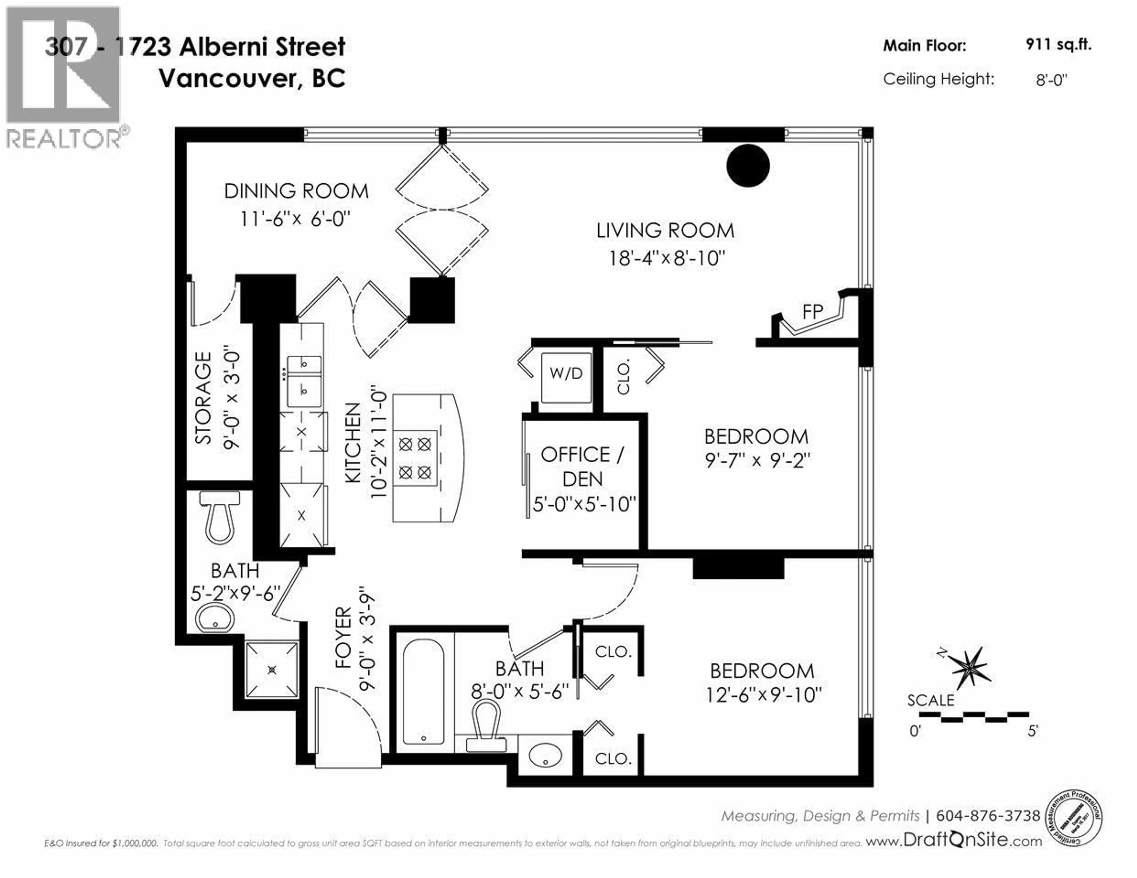 Floor plan for 307 - 1723 ALBERNI STREET, Vancouver British Columbia V6G3G9