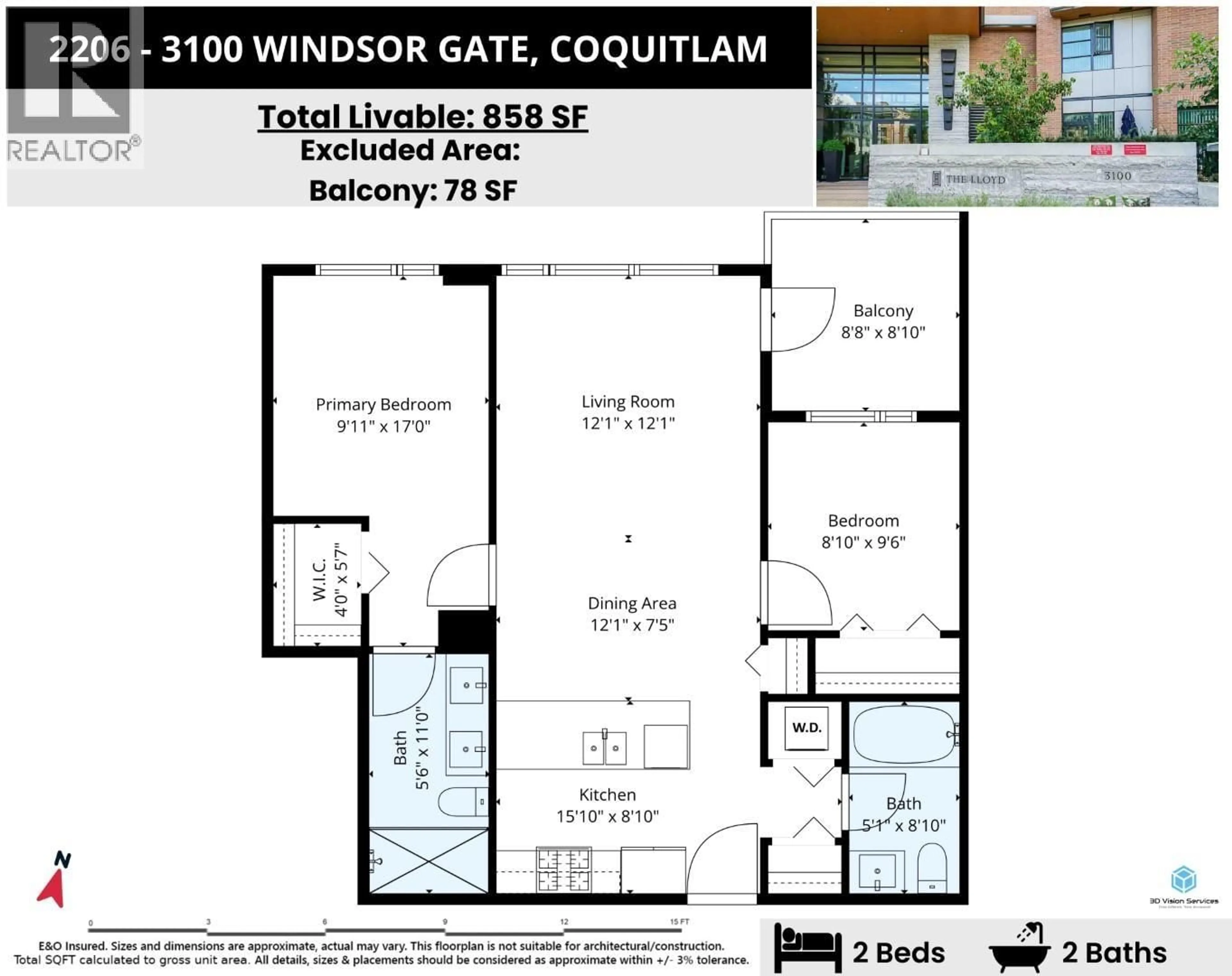 Floor plan for 2206 - 3100 WINDSOR GATE, Coquitlam British Columbia V3B0P3