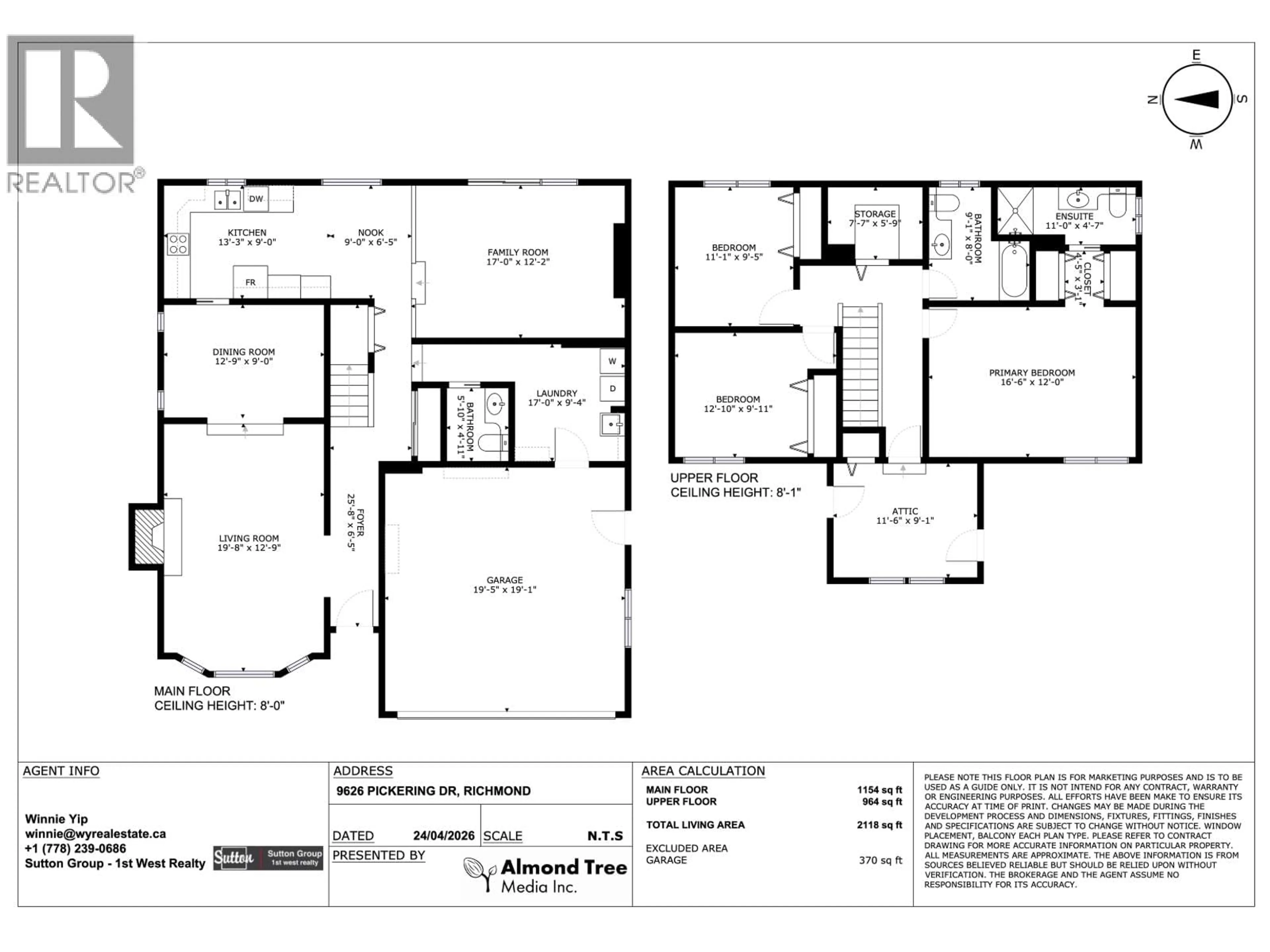 Floor plan for 9626 PICKERING DRIVE, Richmond British Columbia V7E4Y3
