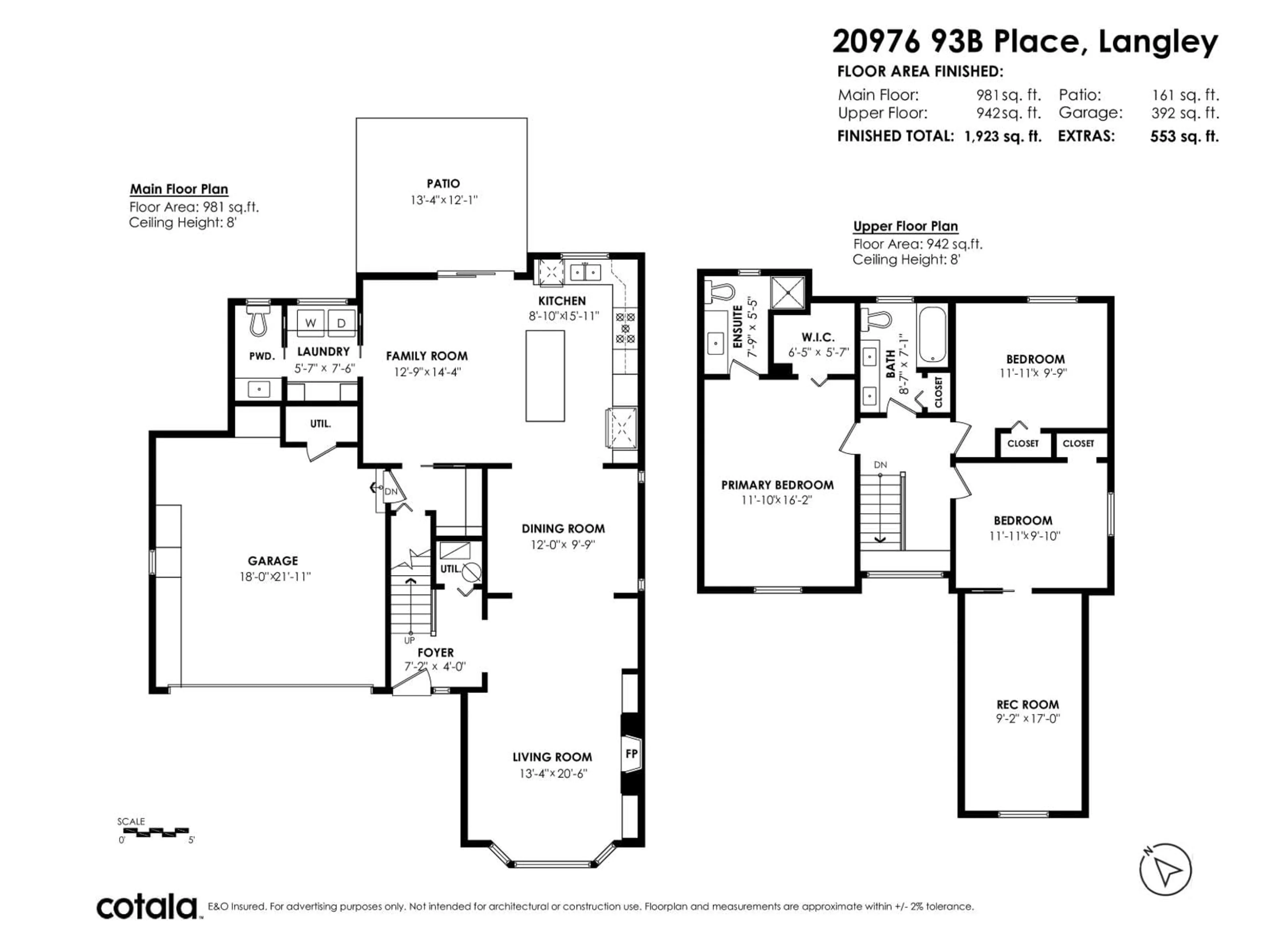 Floor plan for 20976 93B PLACE, Langley British Columbia V1M1S2