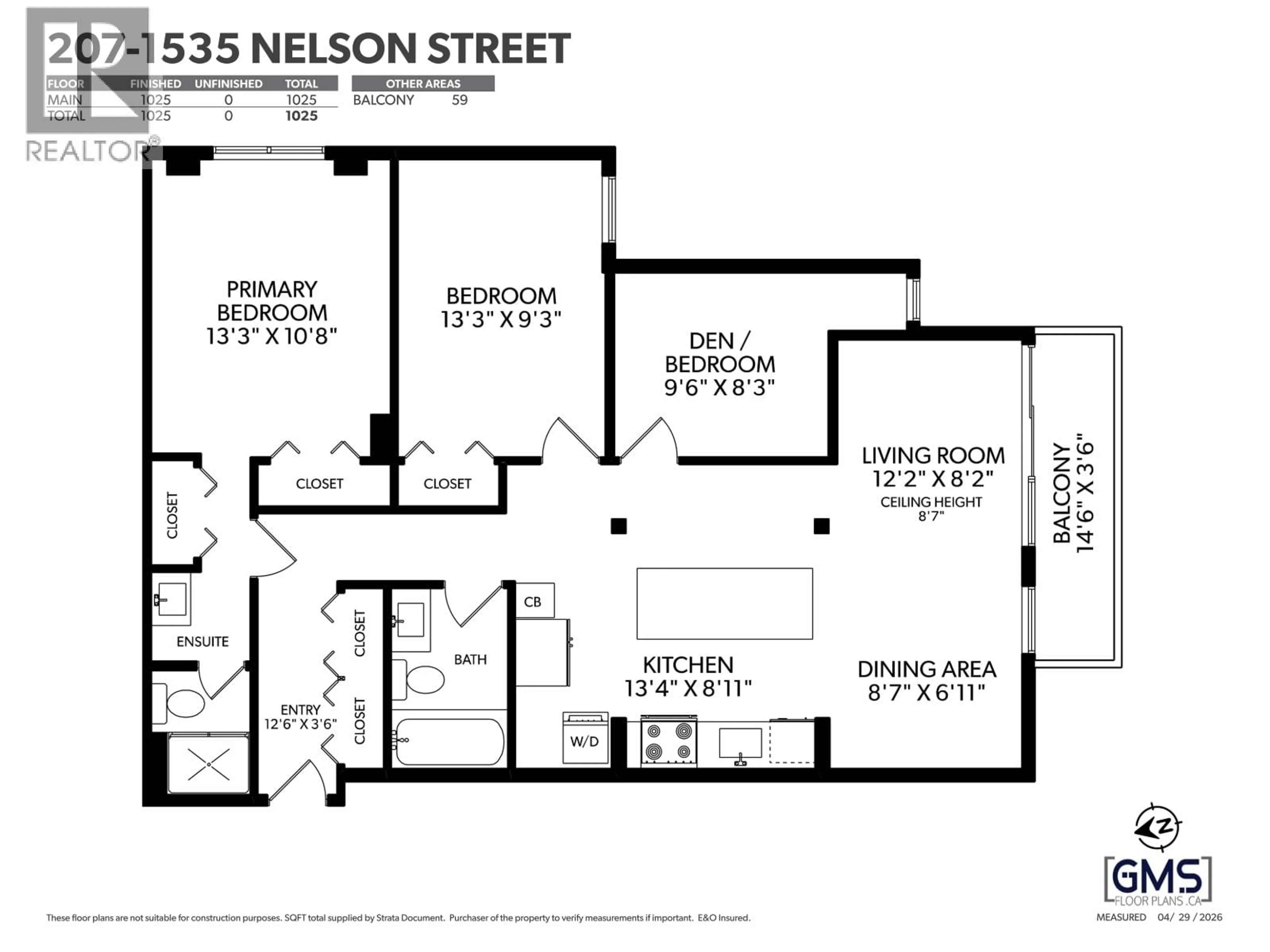 Floor plan for 207 - 1535 NELSON STREET, Vancouver British Columbia V6C1M2