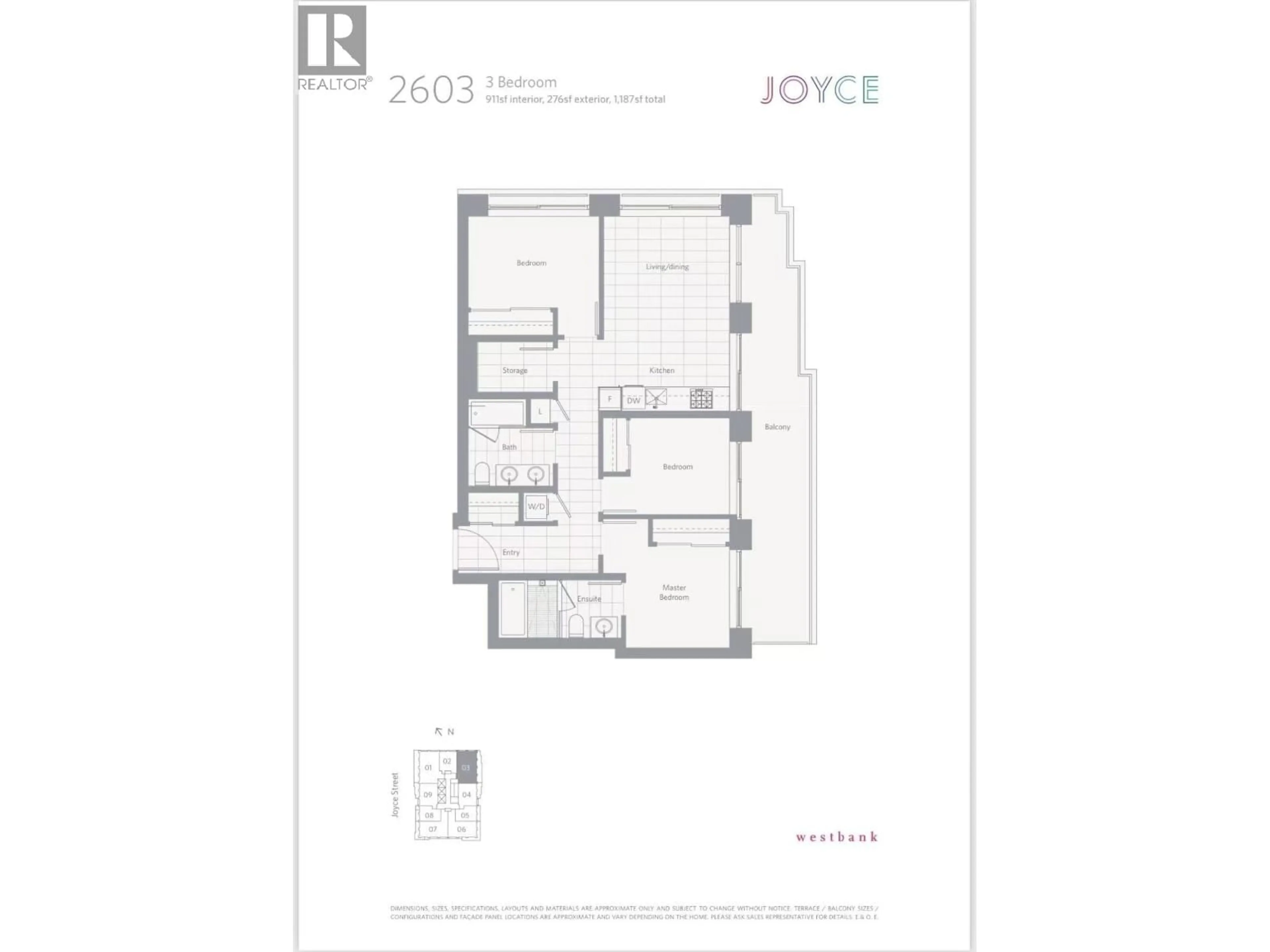 Floor plan for 2603 - 5058 JOYCE STREET, Vancouver British Columbia V5R0J9