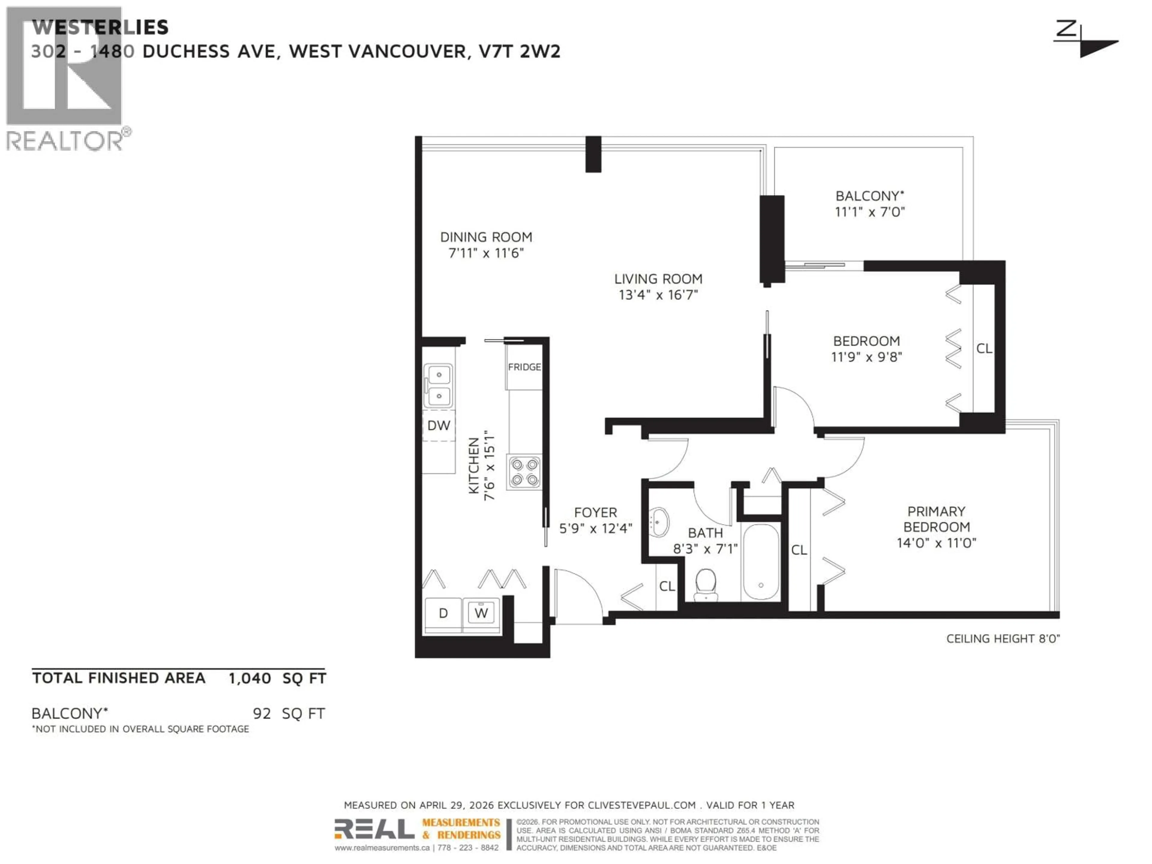Floor plan for 302 - 1480 DUCHESS AVENUE, West Vancouver British Columbia V7T2W2