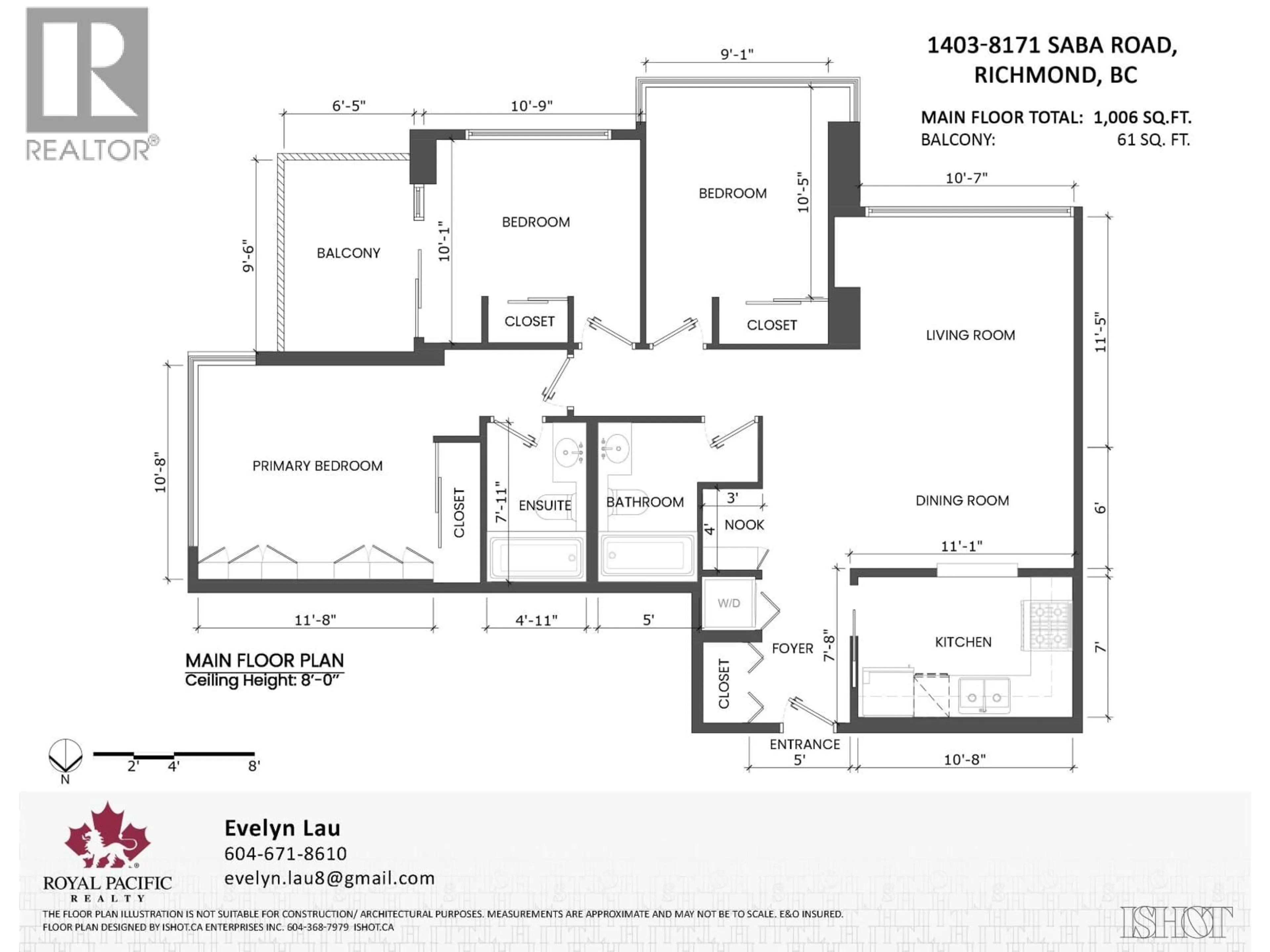 Floor plan for 1403 - 8171 SABA ROAD, Richmond British Columbia V6Y4B3