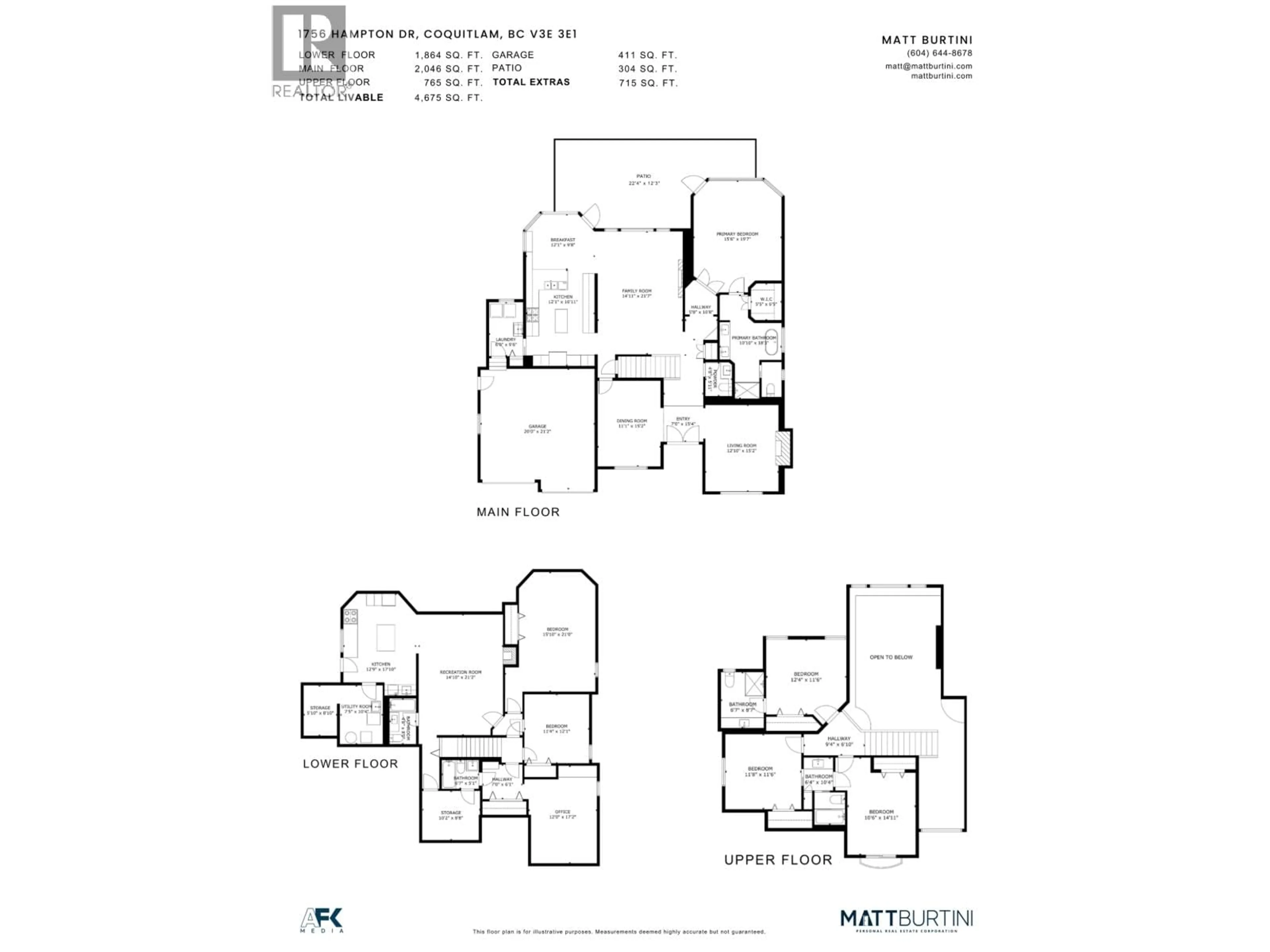 Floor plan for 1756 HAMPTON DRIVE, Coquitlam British Columbia V3E3E1