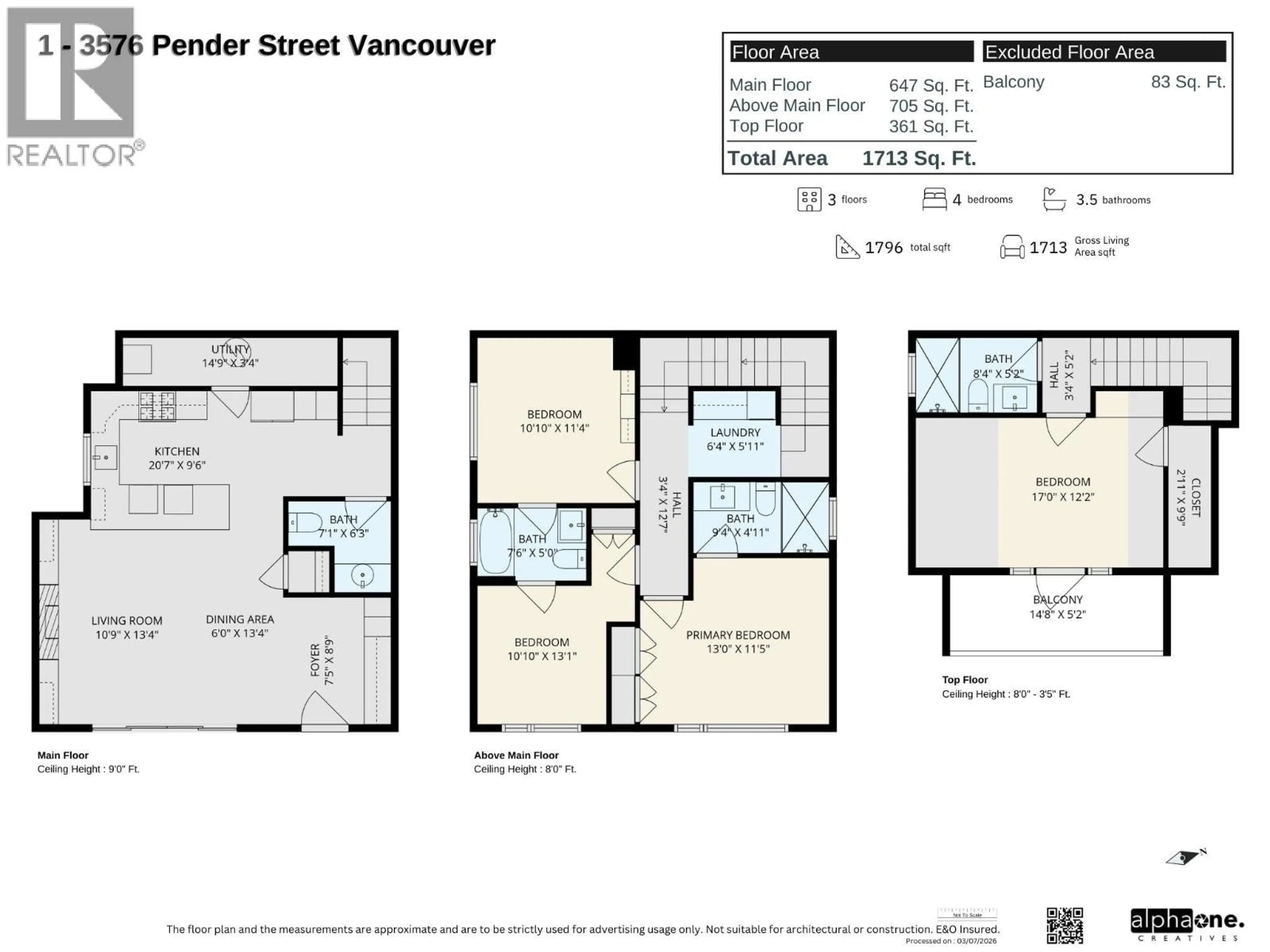 Floor plan for 1 - 3576 PENDER STREET, Vancouver British Columbia V5K2E3