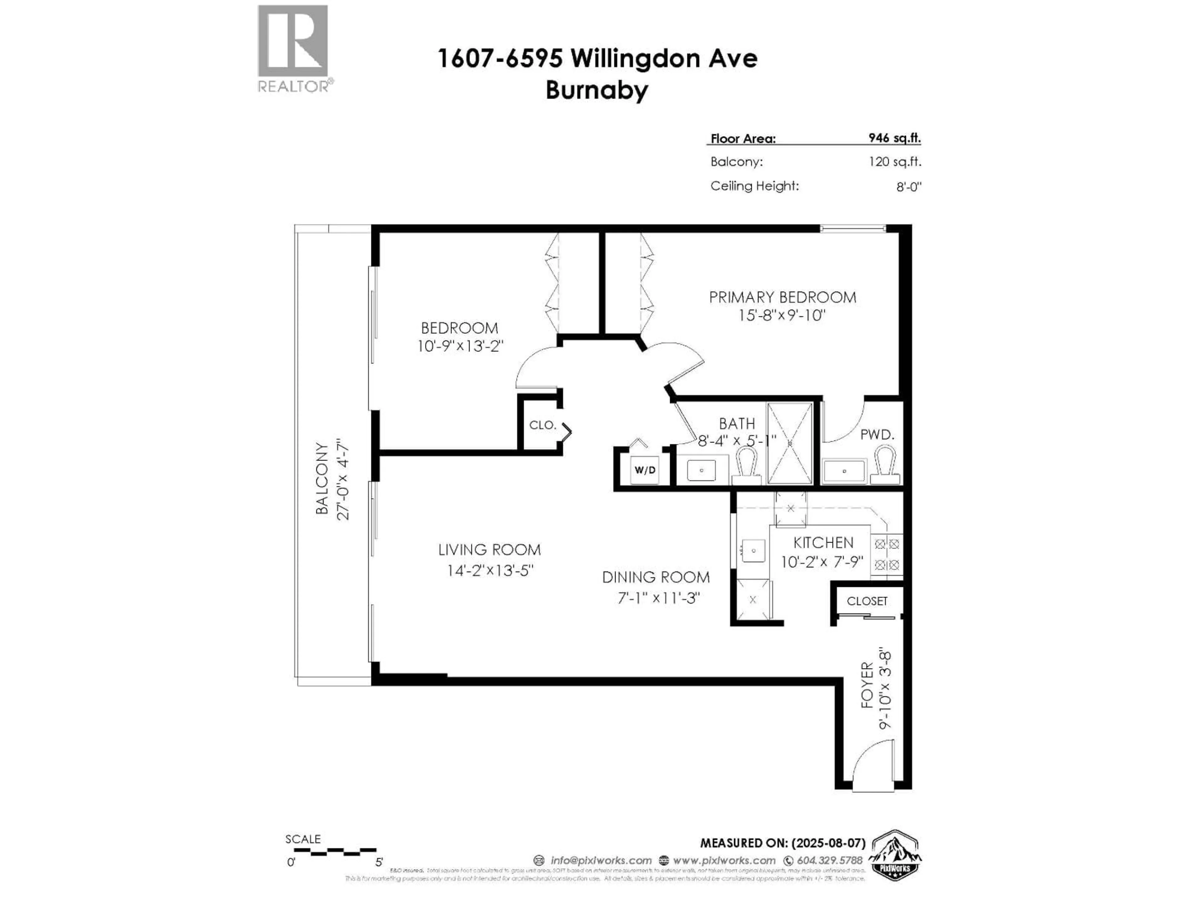 Floor plan for 1607 - 6595 WILLINGDON AVENUE, Burnaby British Columbia V5H4E5