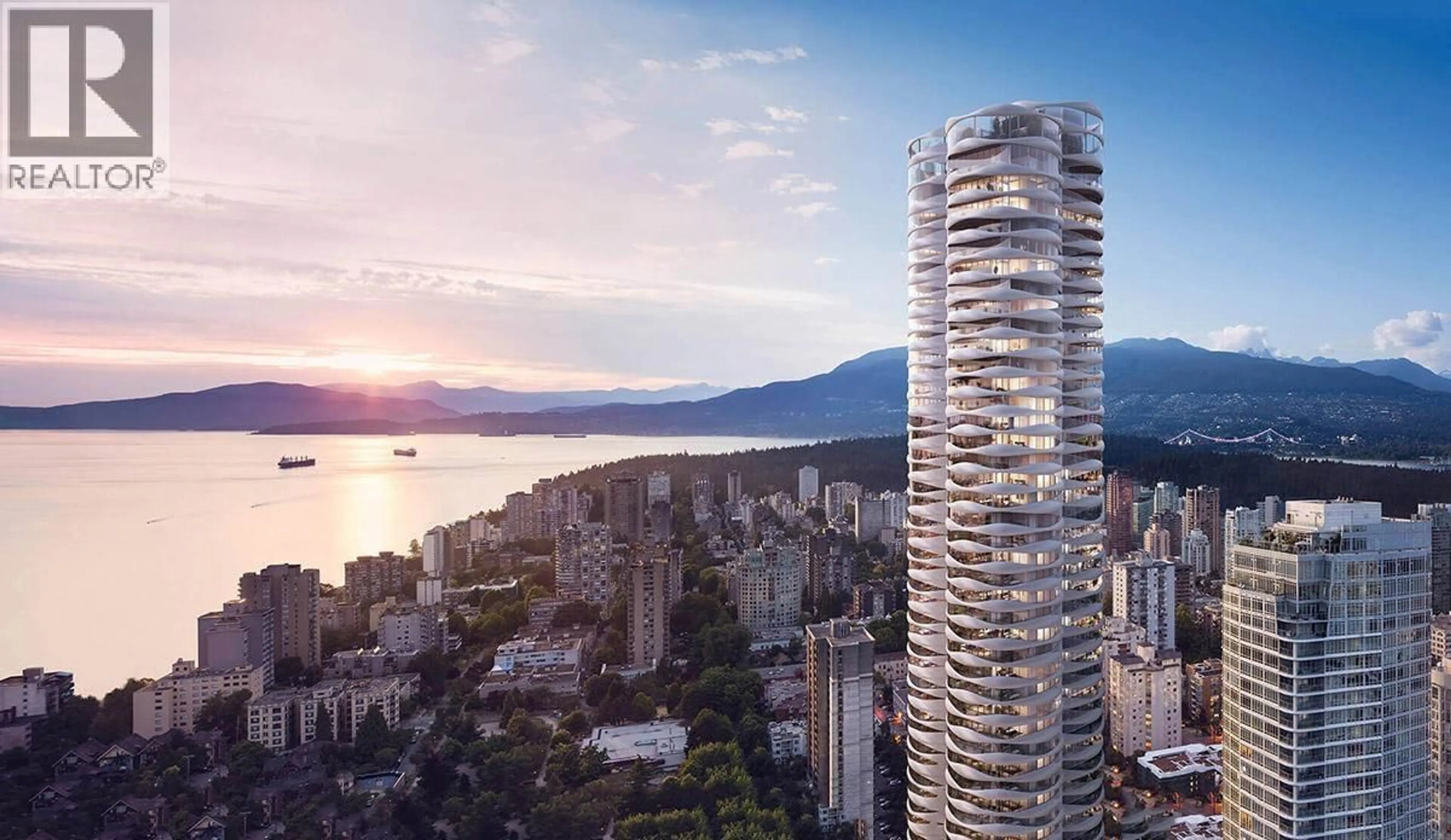 A pic from outside/outdoor area/front of a property/back of a property/a pic from drone, water/lake/river/ocean view for 3706 - 1033 NELSON STREET, Vancouver British Columbia V6E0E5
