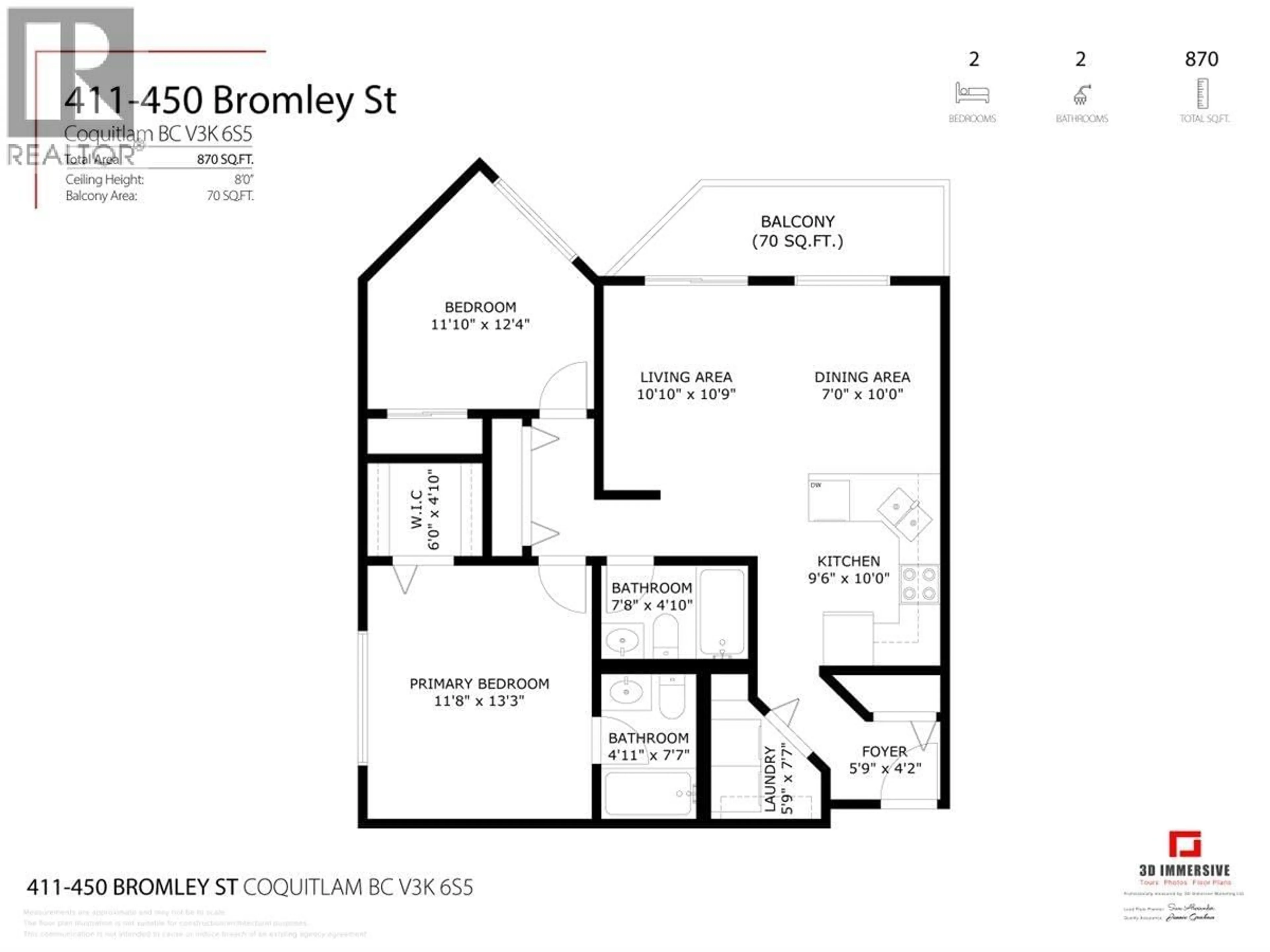 Floor plan for 411 - 450 BROMLEY STREET, Coquitlam British Columbia V3K6S5